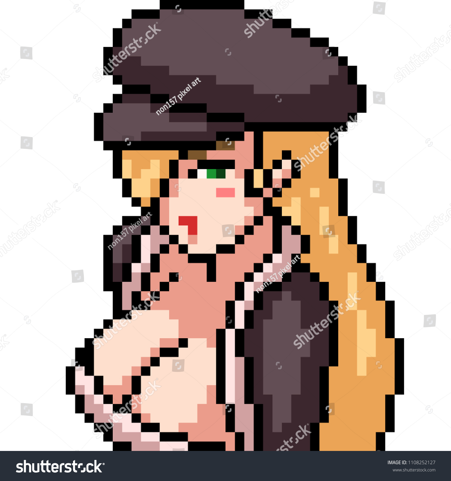 Vector Pixel Art Anime Girl Isolated Stock Vector Royalty Free