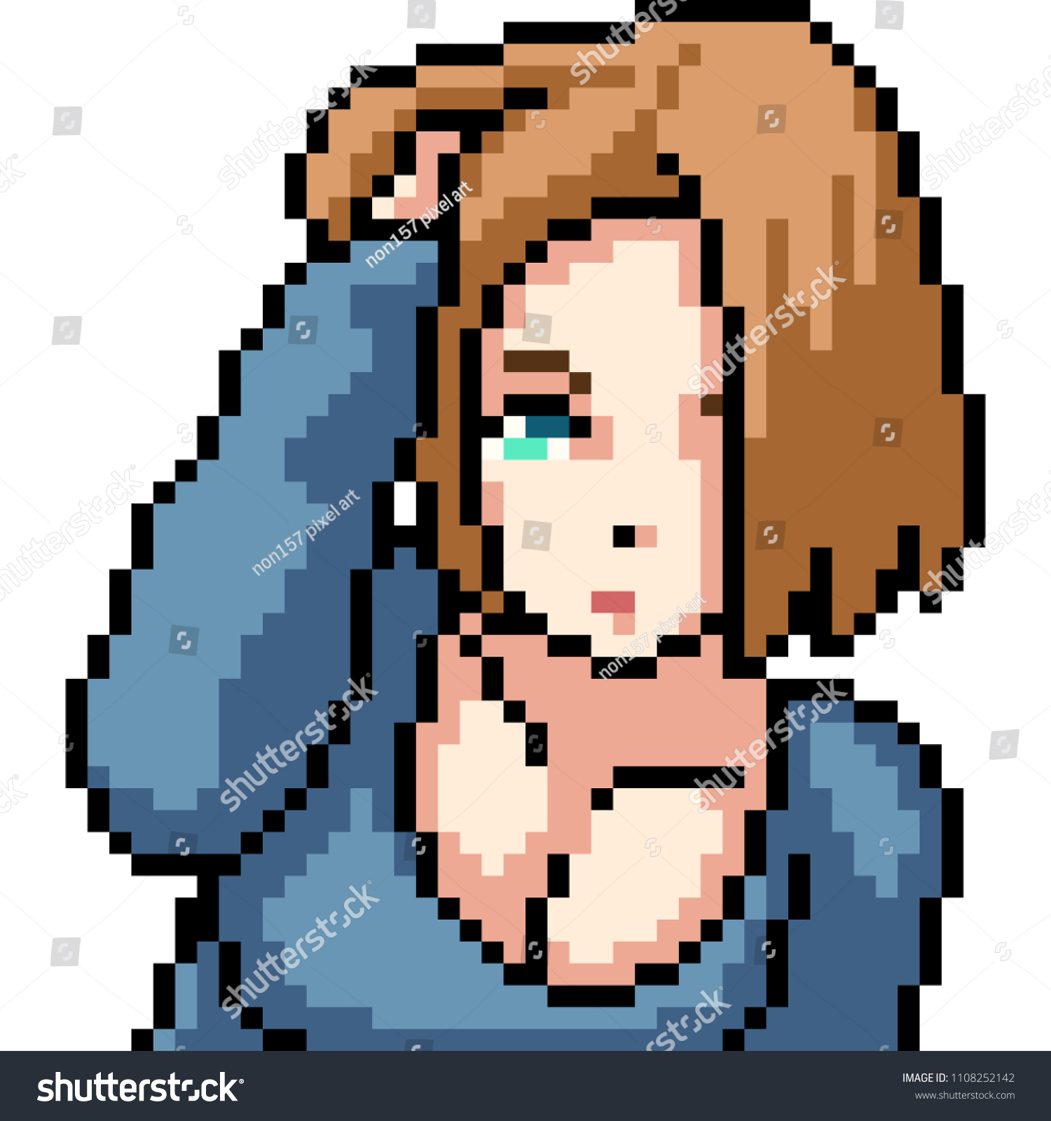 Vector Pixel Art Anime Girl Isolated 库存矢量图（免版税）1108252142 Shutterstock
