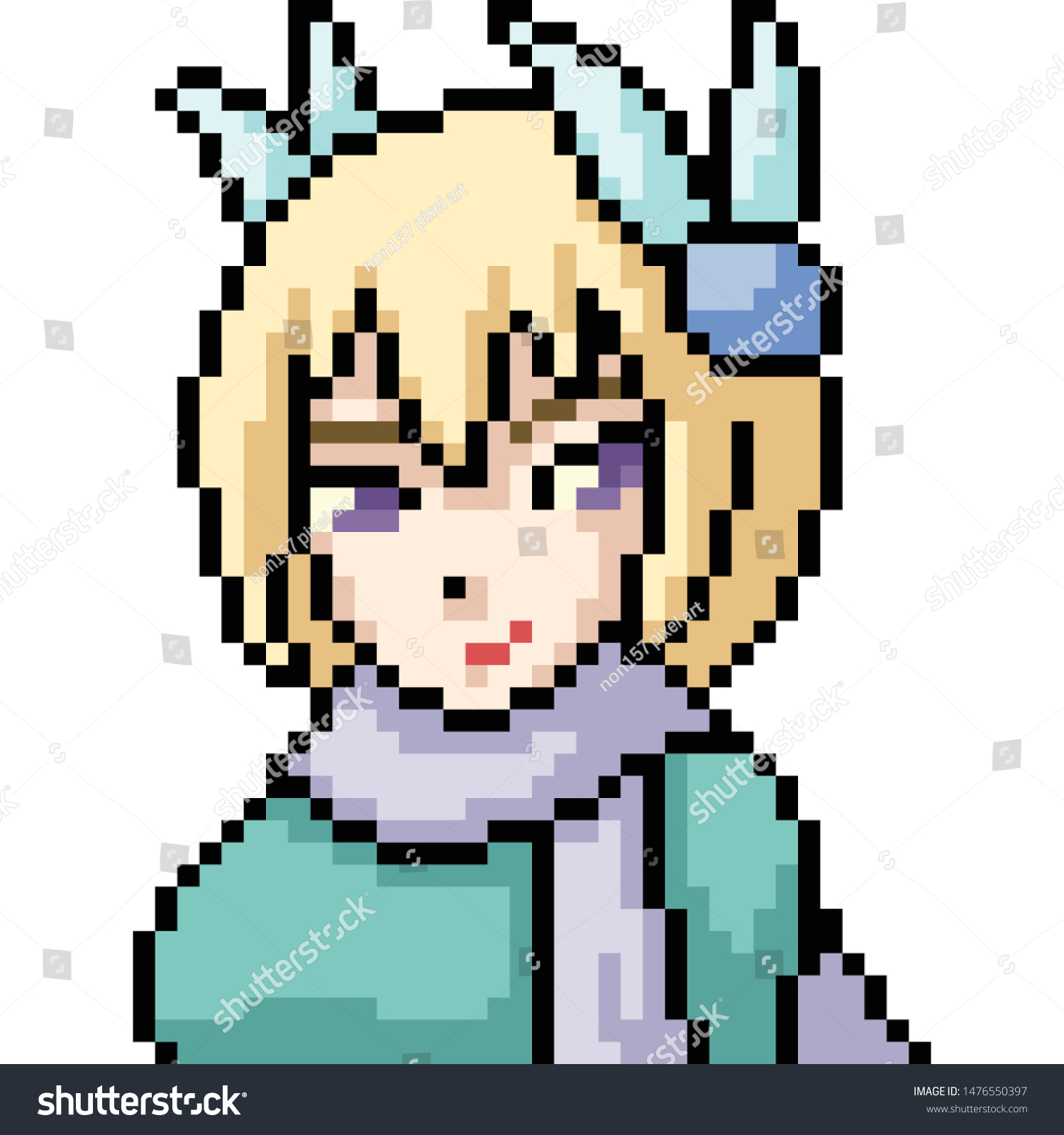 Vector Pixel Art Anime Girl Isolated Stock Vector Royalty Free