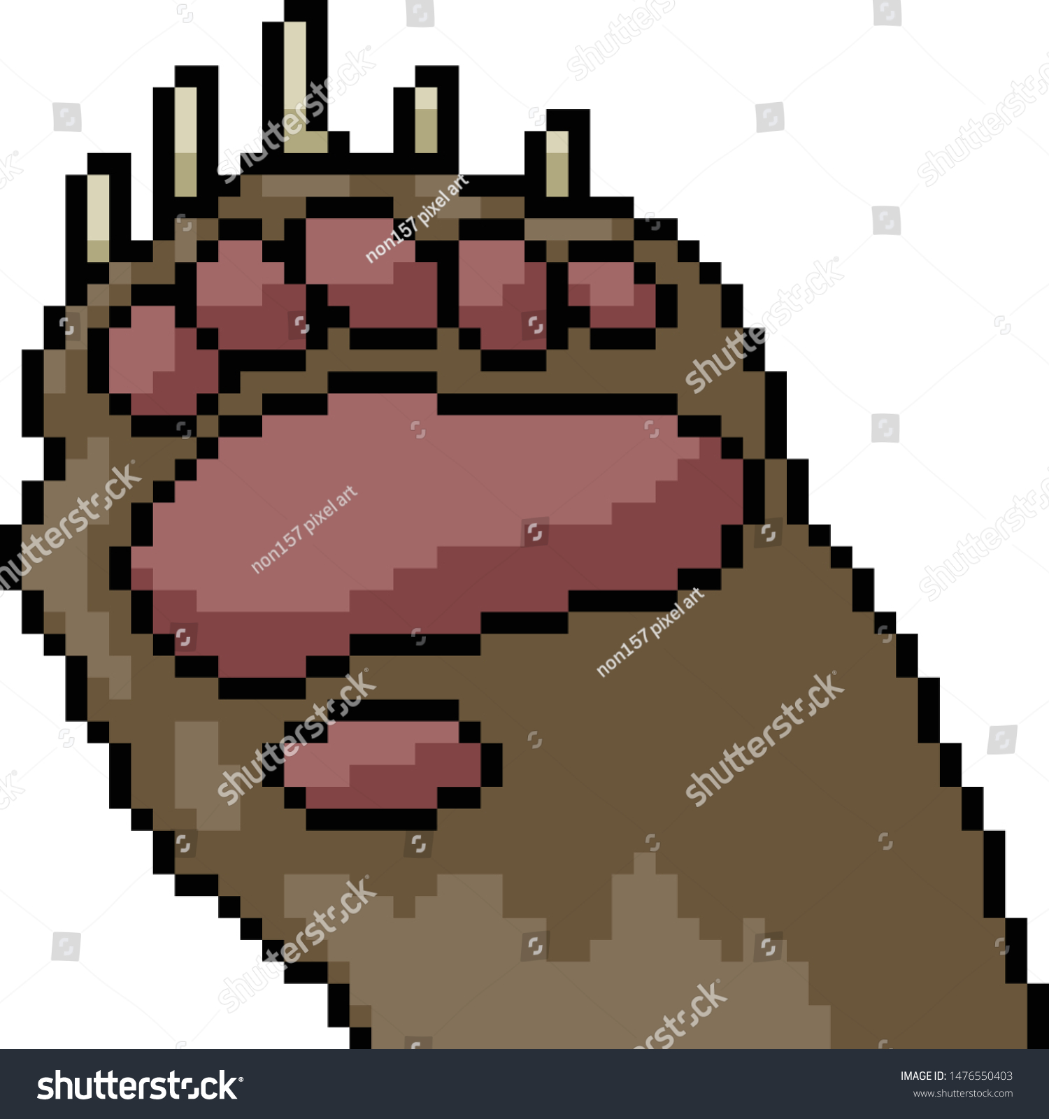 Vektor Stok Vector Pixel Art Bear Paw Isolated Tanpa Royalti Shutterstock