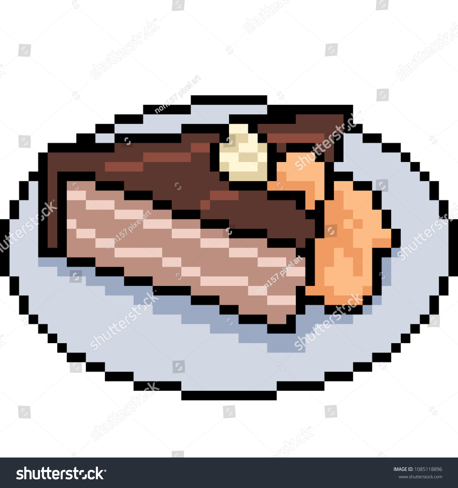 Vector Pixel Art Cake Serve Isolated Stock Vector (Royalty Free ...