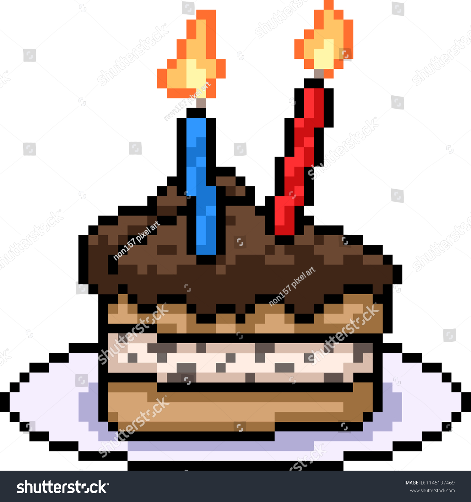 Vector Pixel Art Cake Sweet Snack Image Vectorielle De Stock Libre De Droits