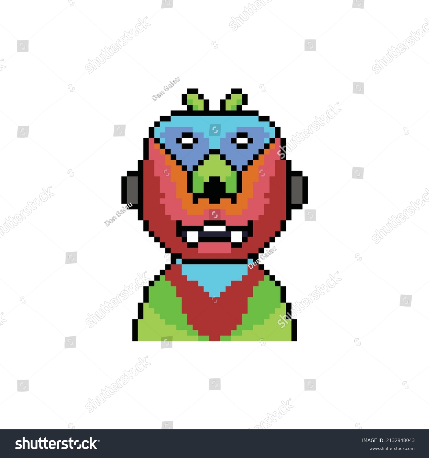 Vector Pixel Art Cartoon Alien Isolated Stock Vector Royalty Free Shutterstock