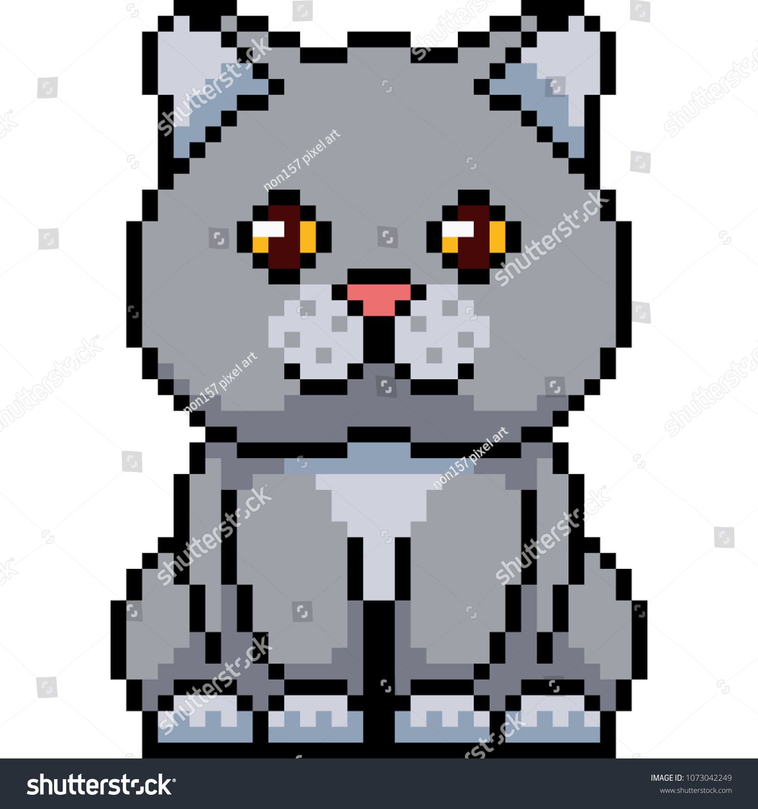 Vector Pixel Art Cat Sit Isolated Stock Vector Royalty Free