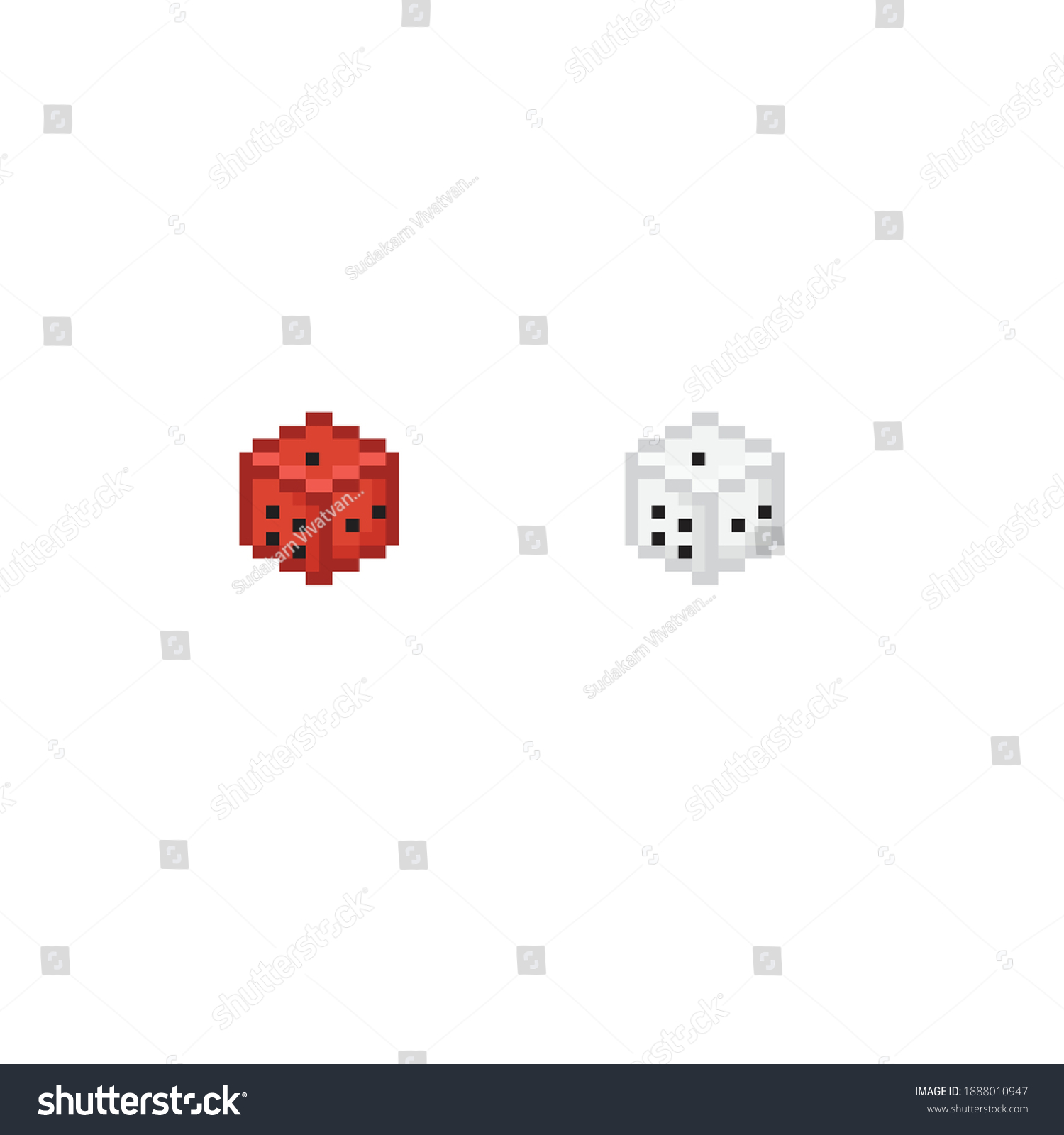 Vector Pixel Art Dice Roll Isolated เวกเตอร์สต็อก (ปลอดค่าลิขสิทธิ์