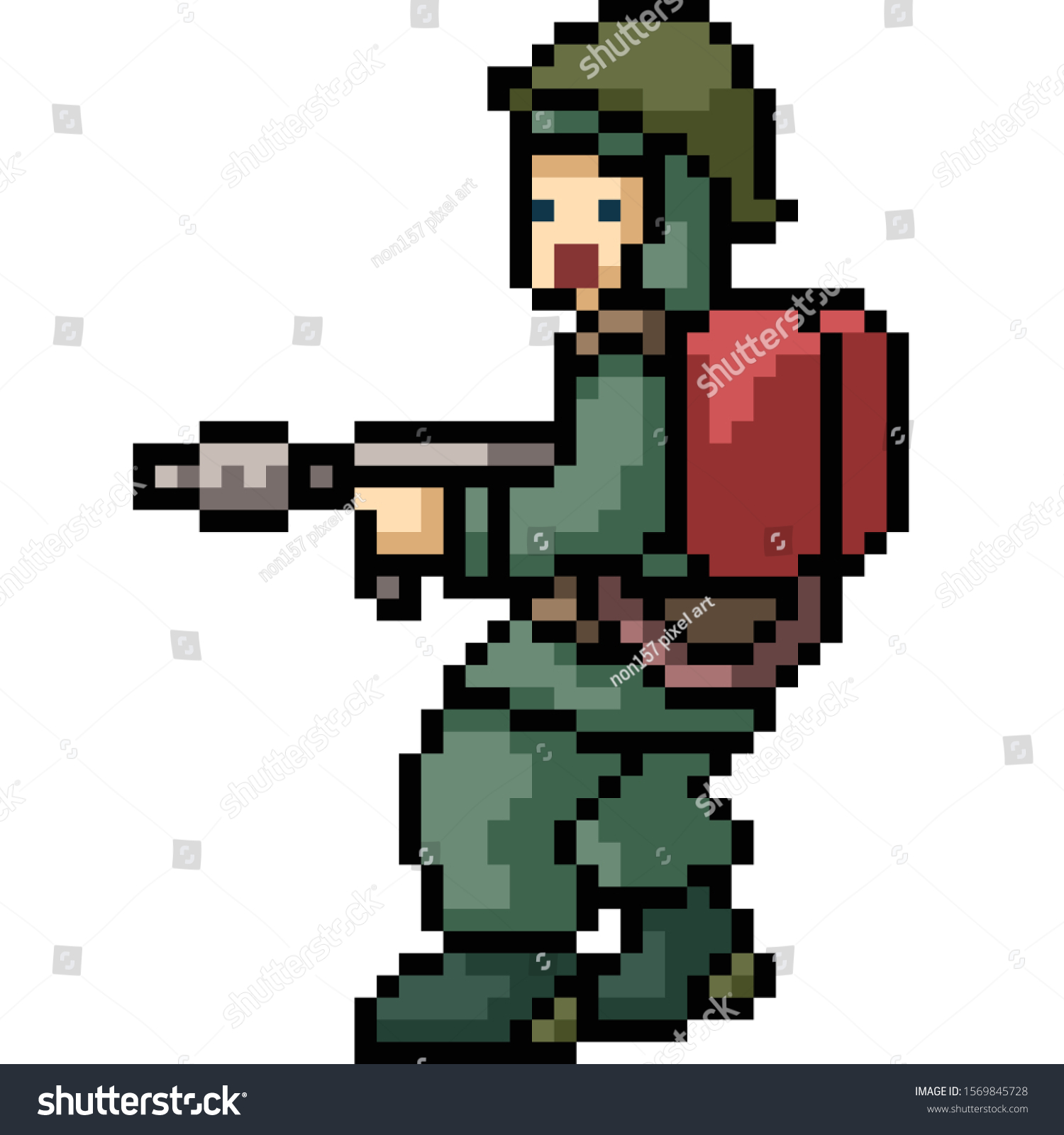 Vector Pixel Art Fire Soldier Isolated Stock Vector (Royalty Free ...