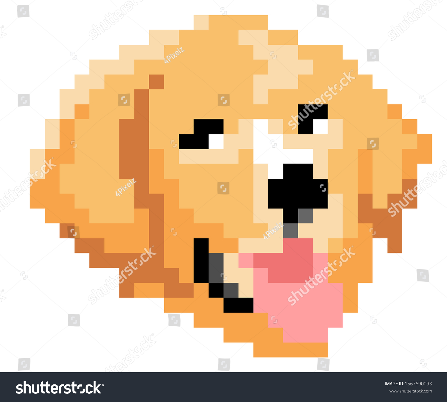 Vector Pixel Art Golden Retriever Dog Stock Vector Royalty Free