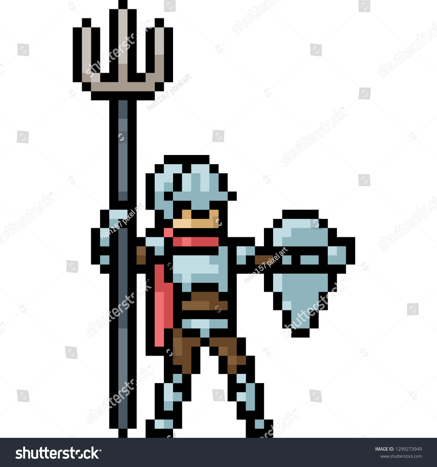 Vektor Stok Vector Pixel Art Knight Isolated Cartoon Tanpa Royalti Shutterstock