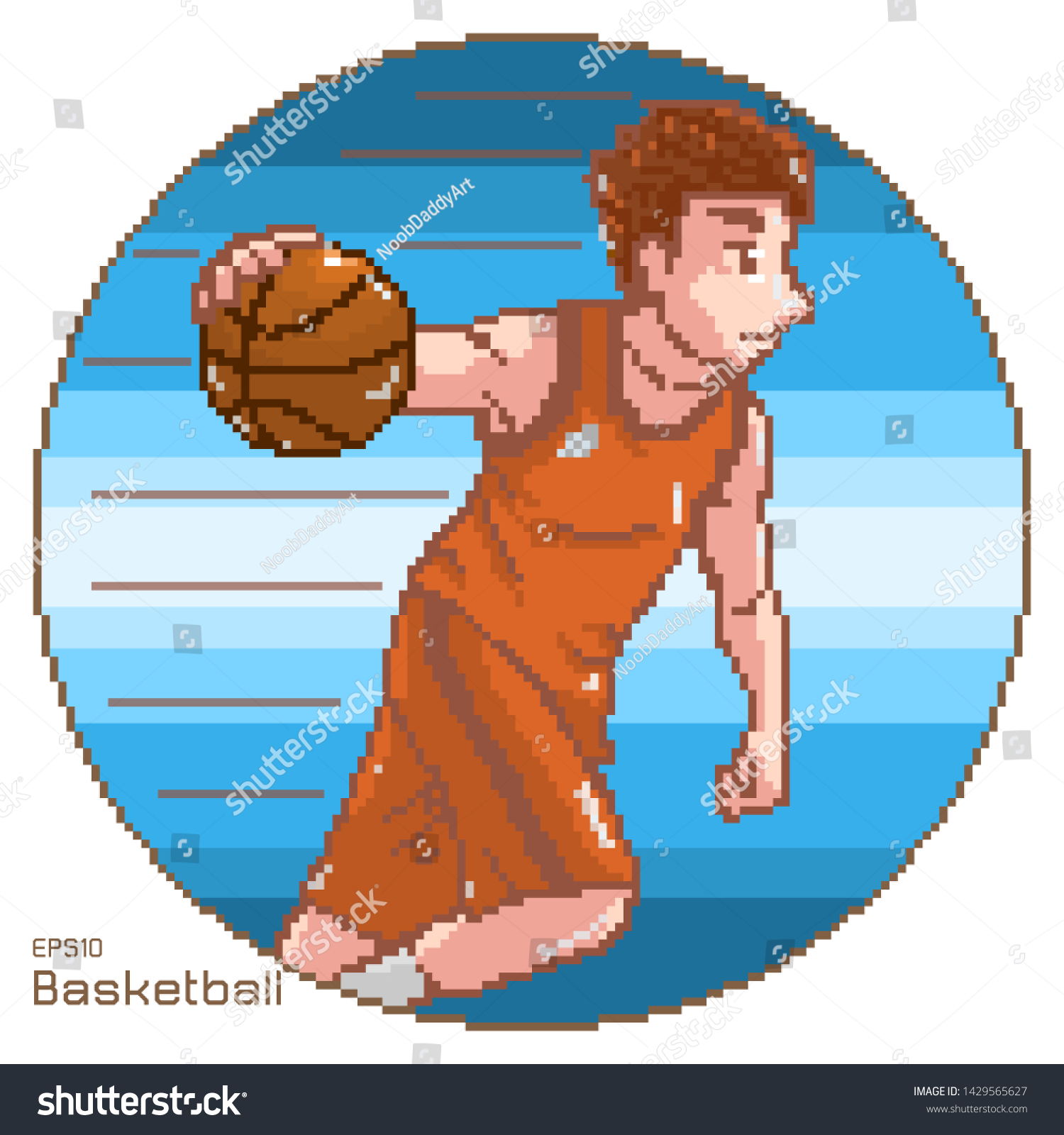 Vector Pixel Art Basketball Player Stock Vector Royalty Free 1429565627 3094