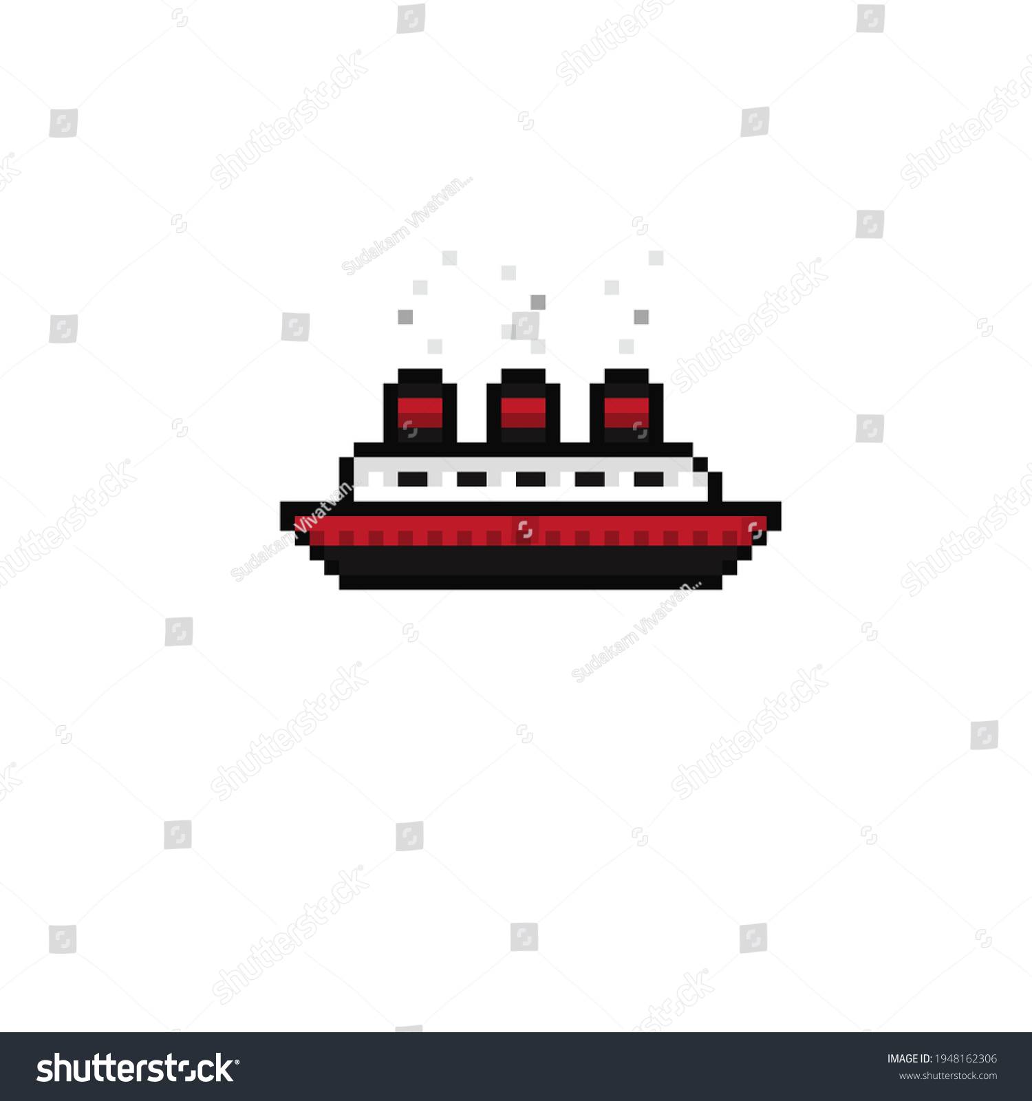 Vector Pixel Art Ship Isolated Cartoon Stock Vector (Royalty Free ...