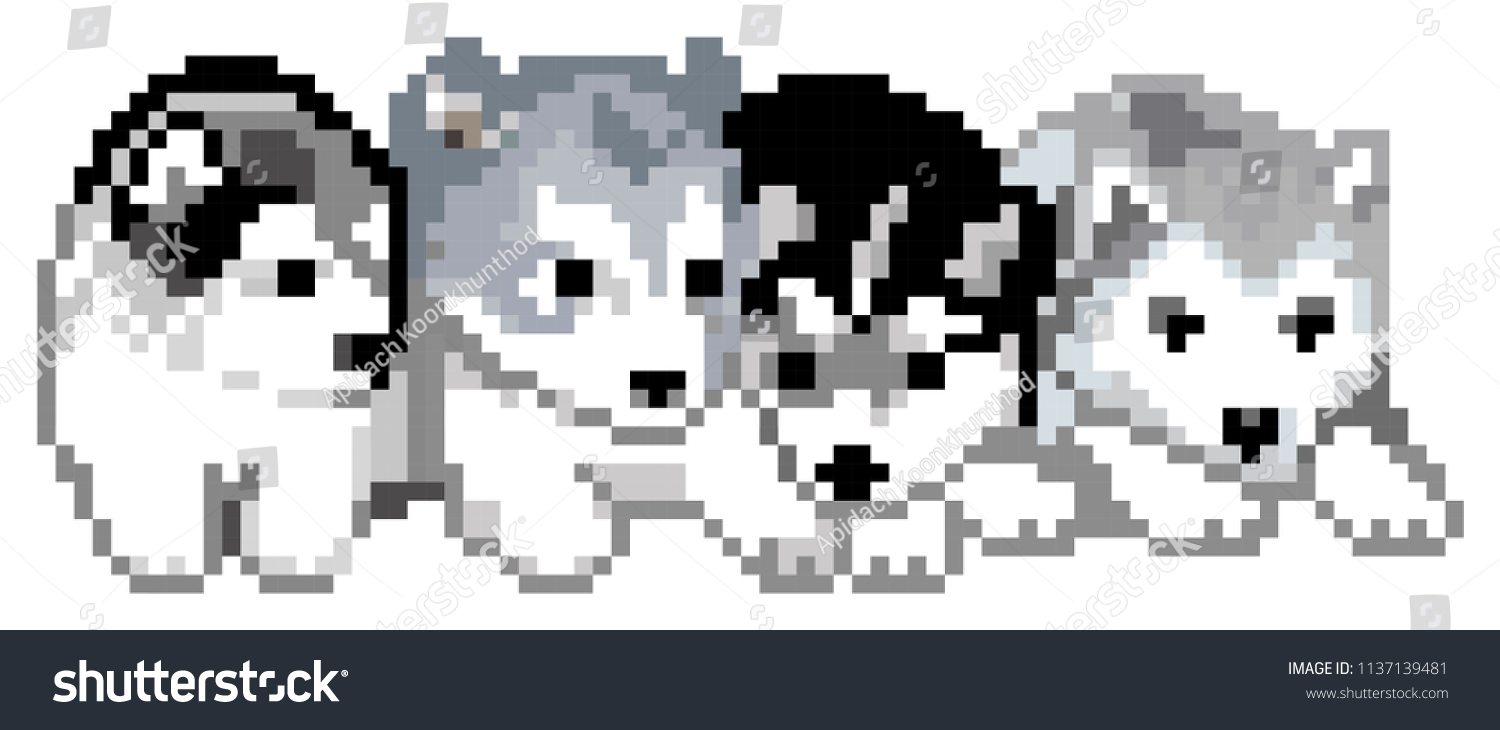 Vector Pixel Art Siberian Husky Isolated Stock Vector