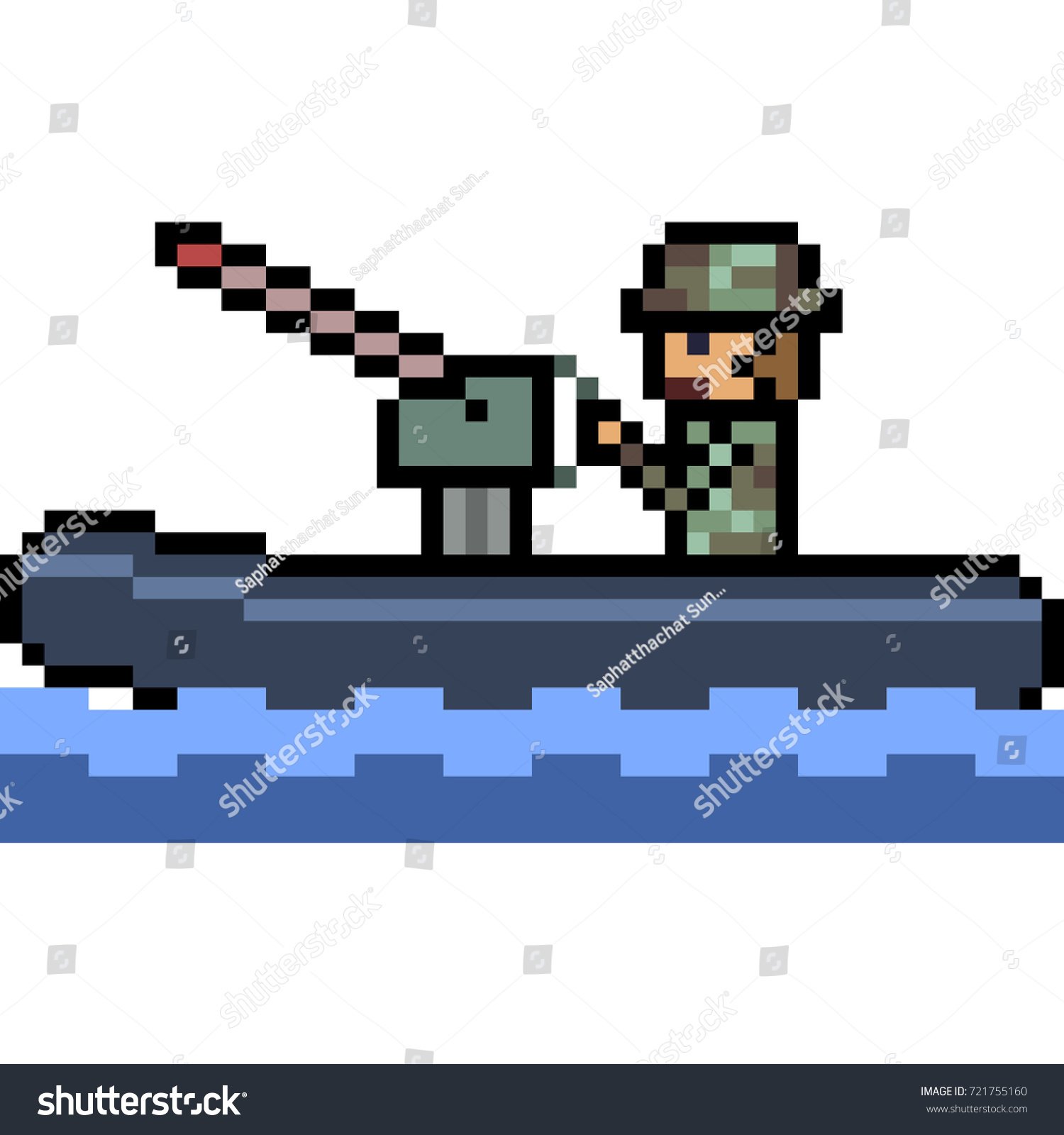 Vector Pixel Art Soldier Boat Isolated Stock Vector (Royalty Free ...