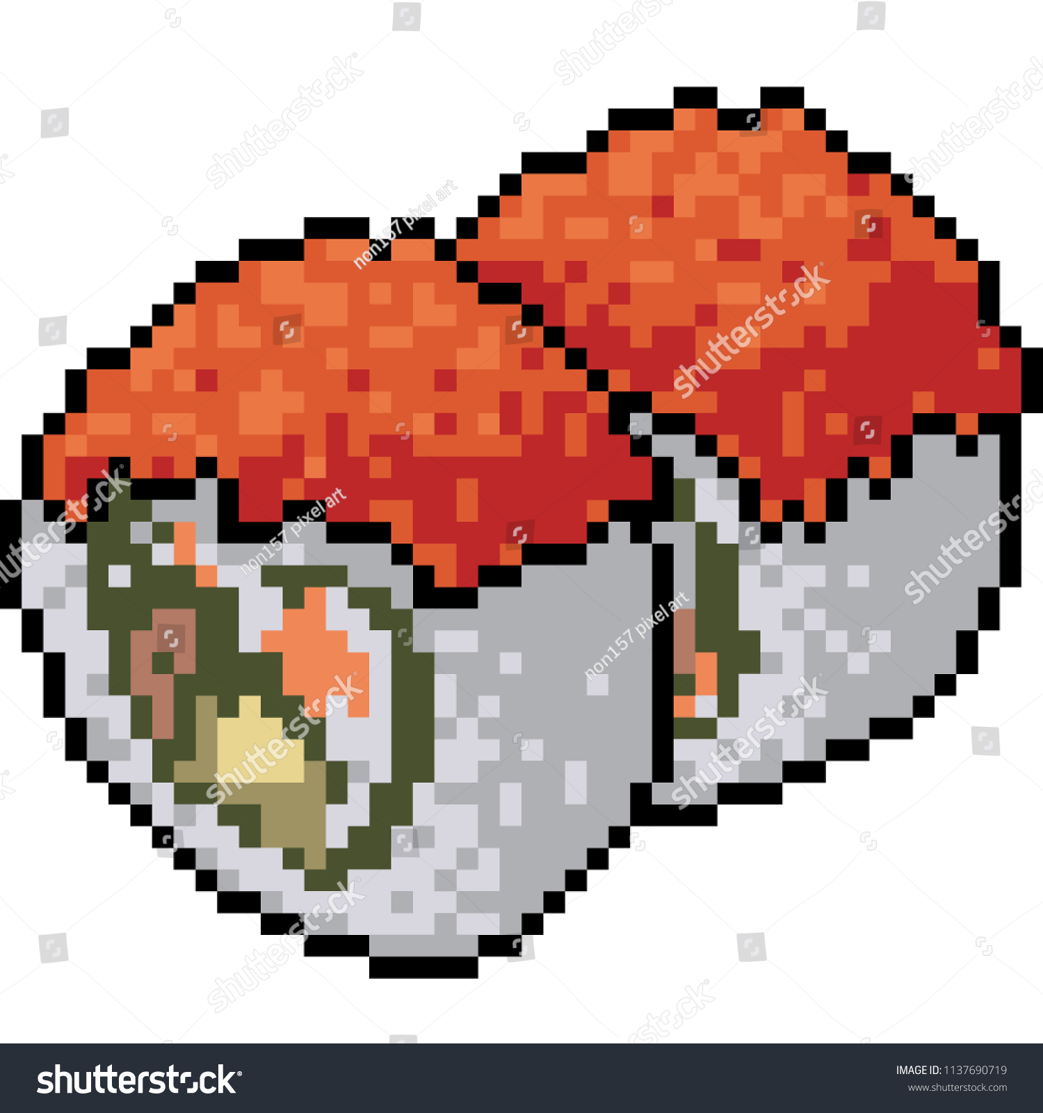 Vector Pixel Art Sushi Restaurant Isolated Stock Vector Royalty Free 1137690719