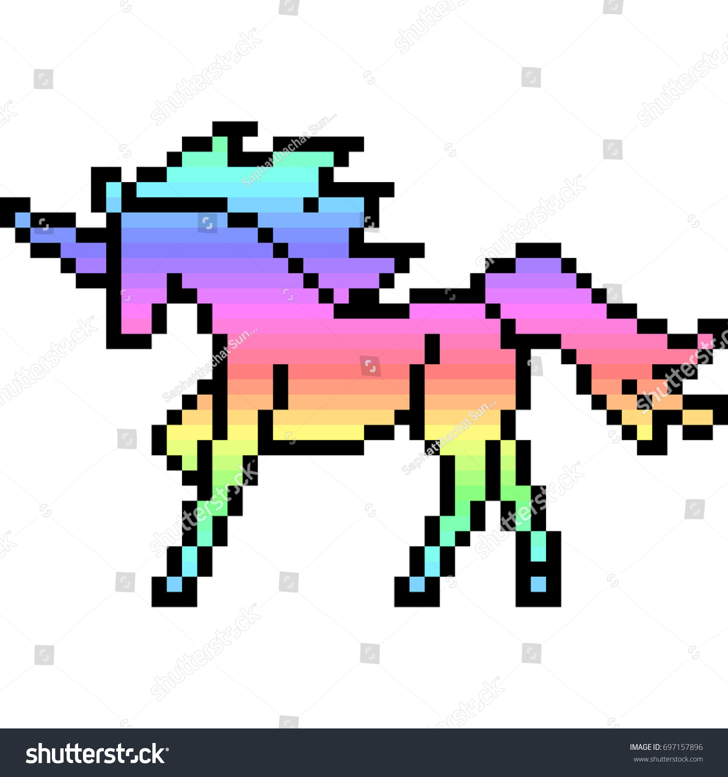 Vector Pixel Art Unicorn Isolated Stock Vector Royalty Free