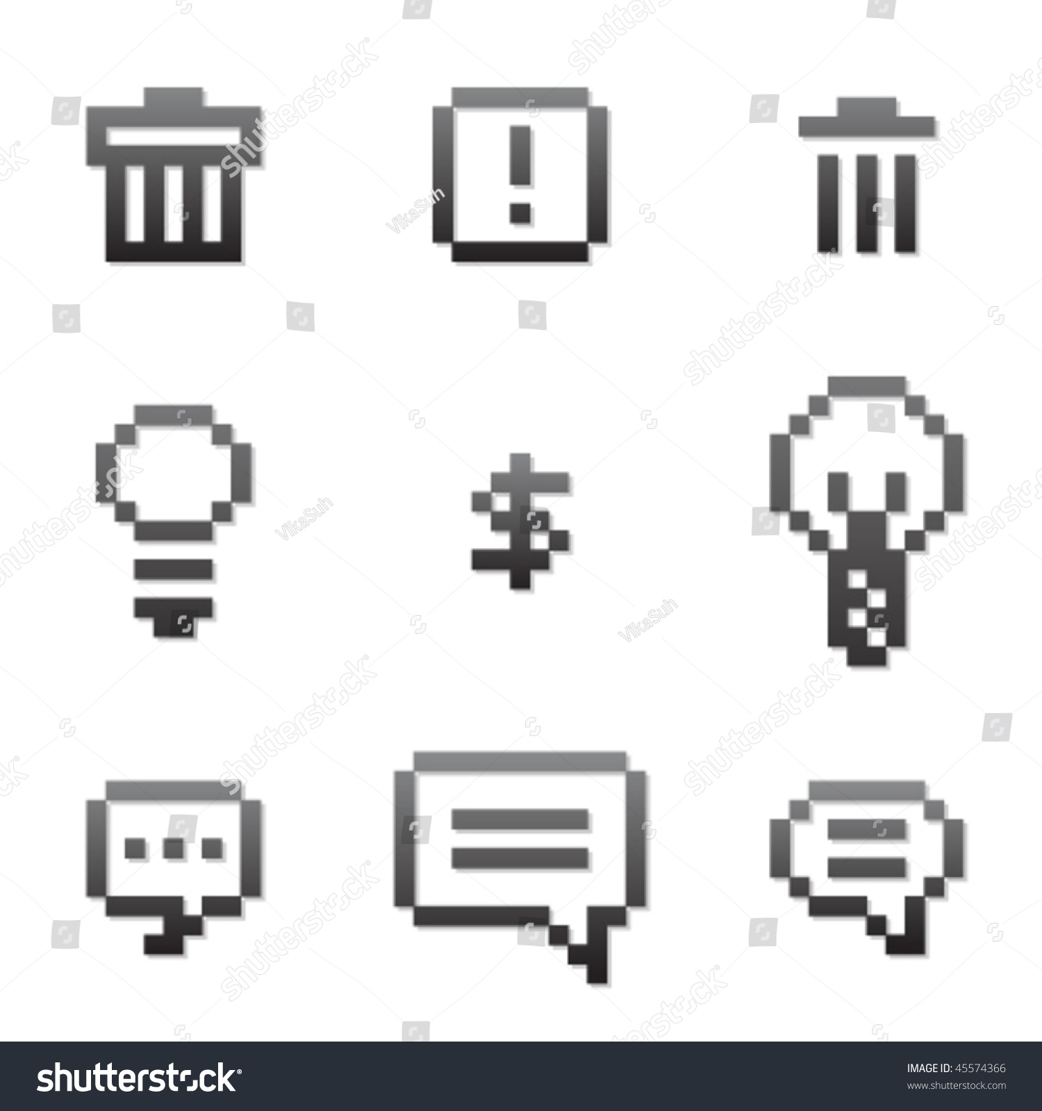 Vector Pixel Icon Set 10 - 45574366 : Shutterstock