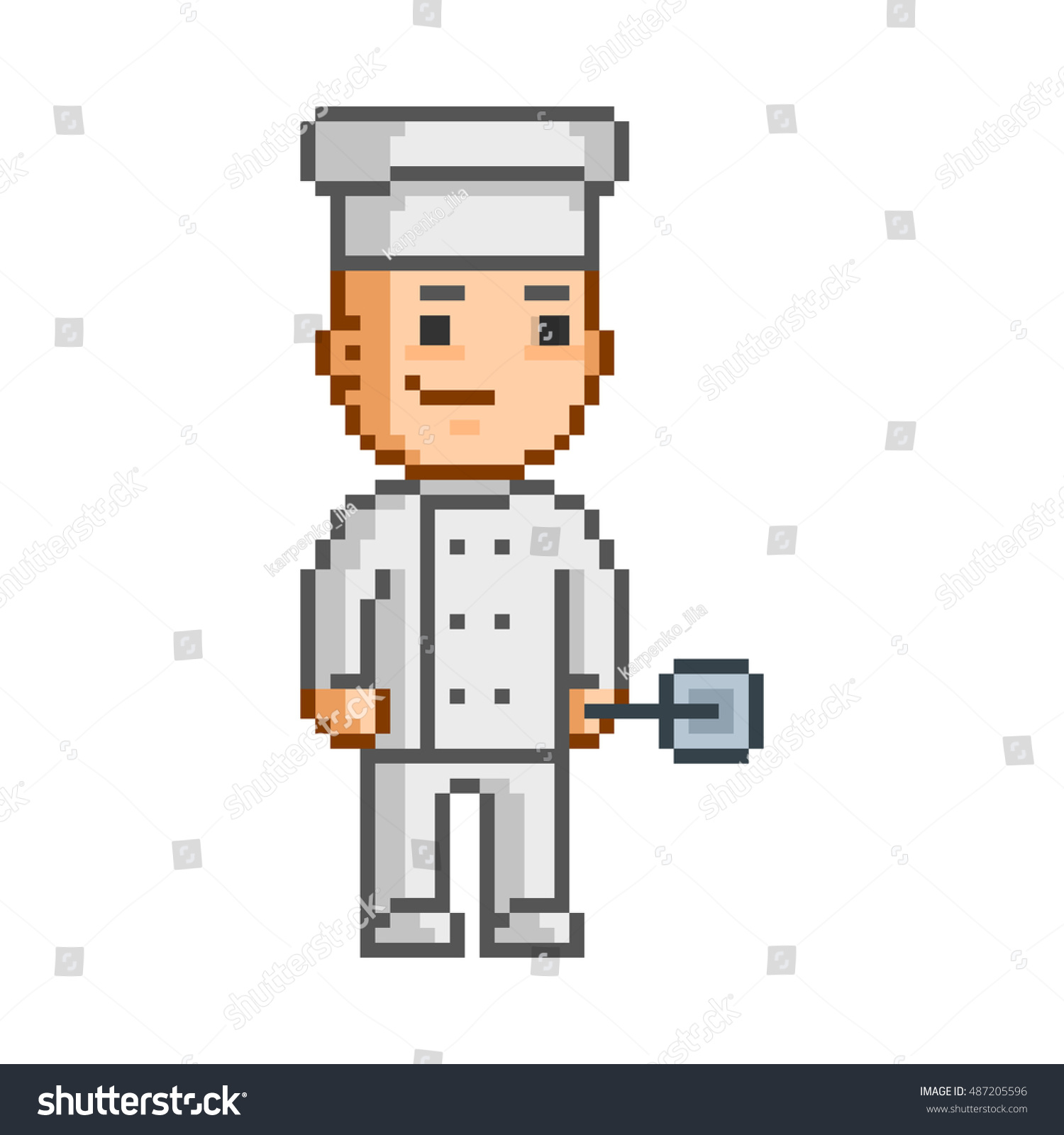 Vector Pixel Smiling Cook On White Stock Vector (Royalty Free ...