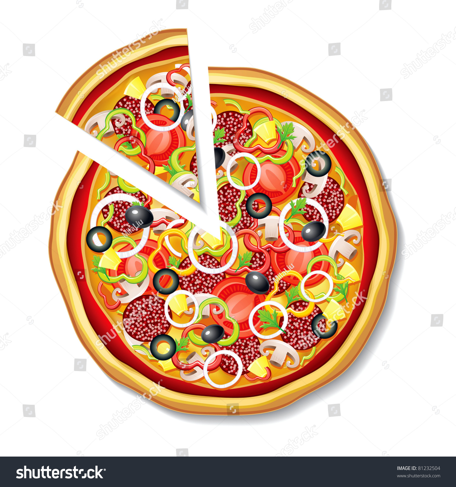 Vector Pizza Slice Stock Vector Royalty Free 81232504