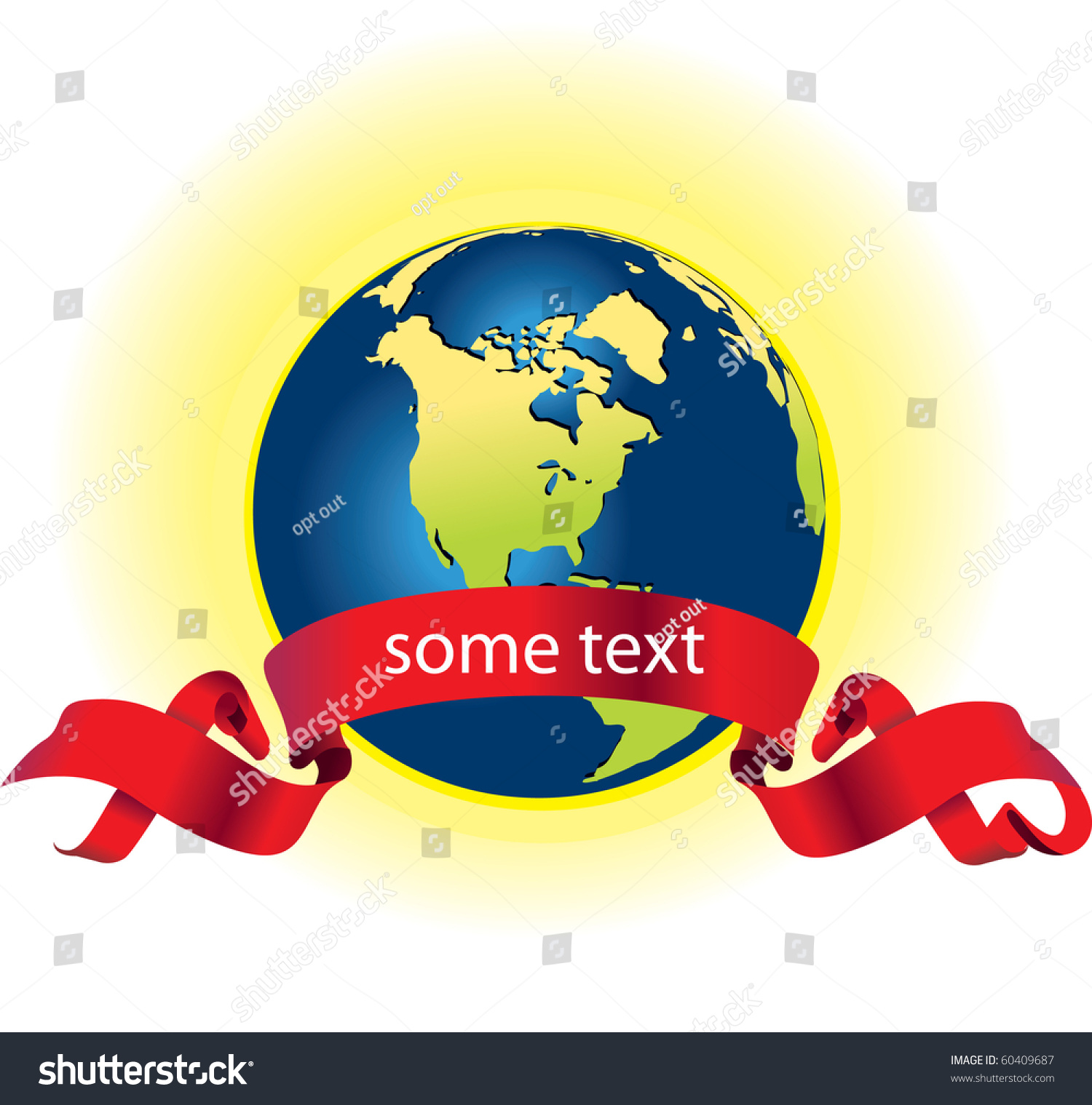 Vector Planet Earth Red Ribbon Stock Vector 60409687 - Shutterstock