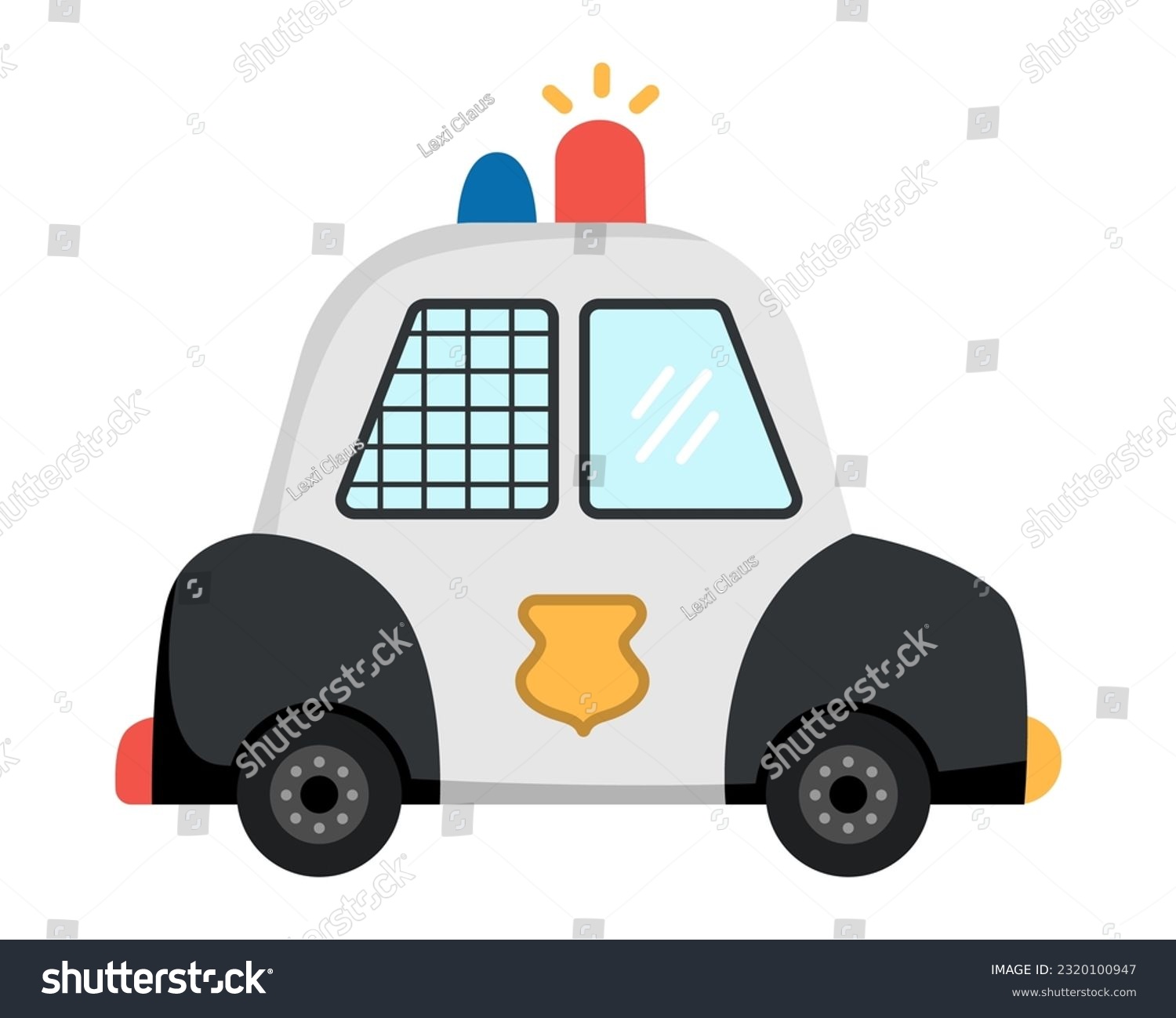 SVG of Vector police car. Funny transportation for kids. Cute vehicle clip art. Special transport icon isolated on white background
 svg