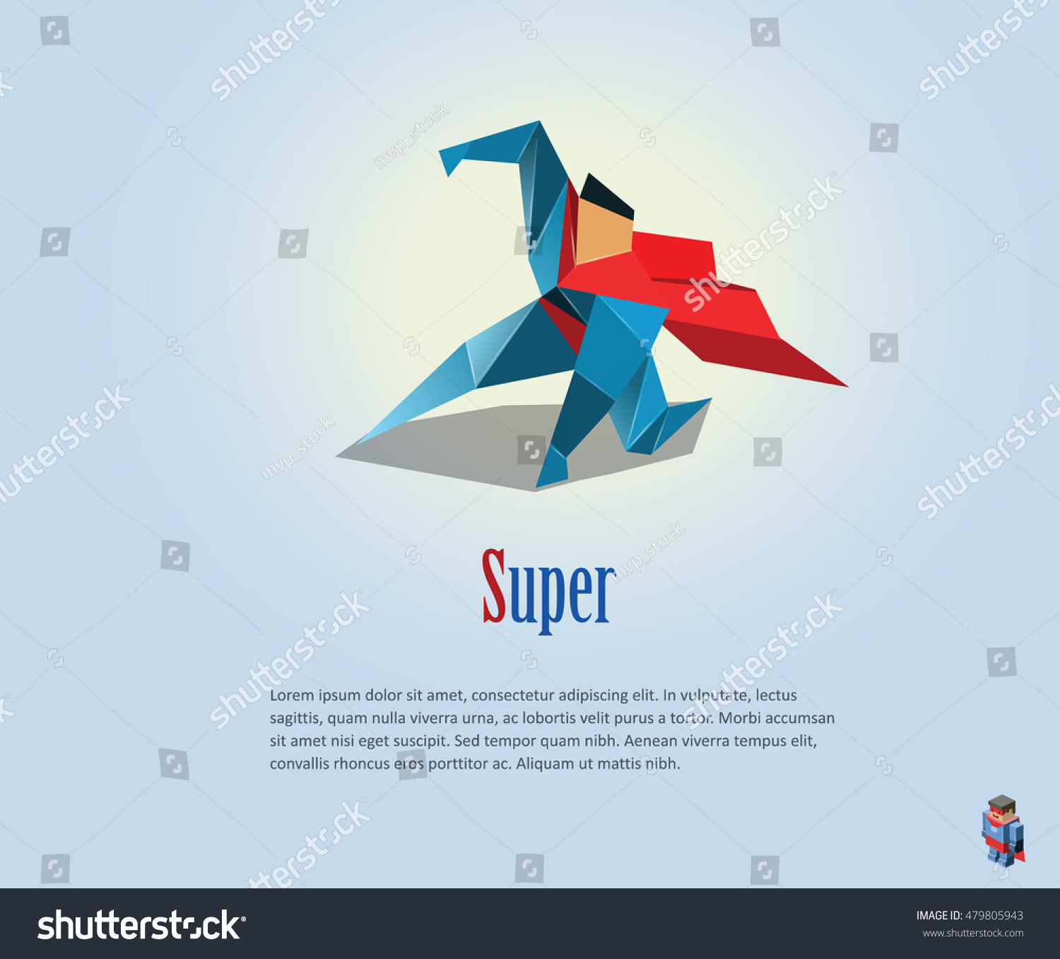 Vector Polygonal Illustration Super Hero Origami Stock