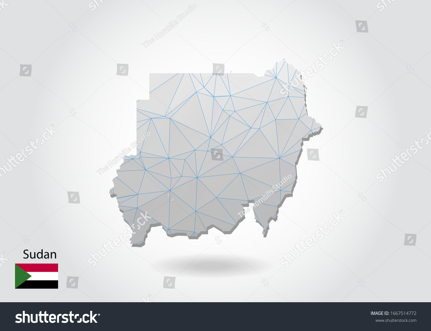 Vector Polygonal Sudan Map Low Poly Stock Vector Royalty Free