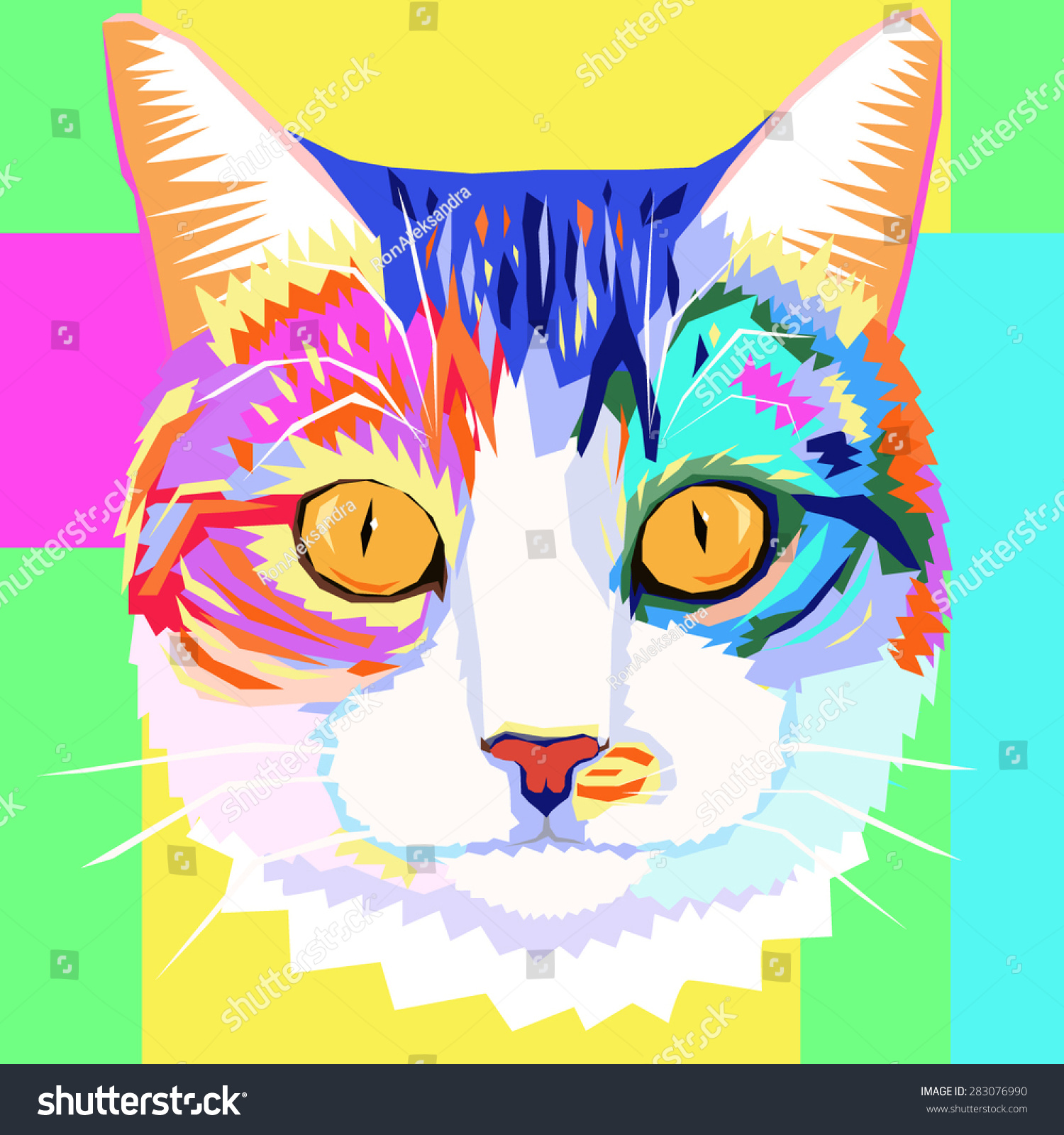 Vector Pop Art Portrait Cat Stock Vector 283076990 - Shutterstock