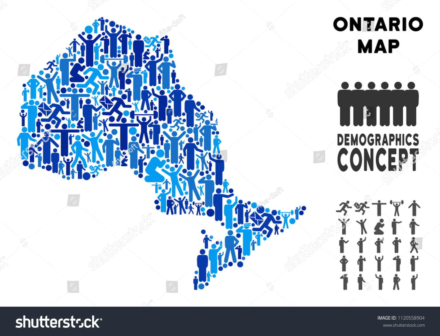 Vector Population Ontario Province Map Demography   Stock Vector Vector Population Ontario Province Map Demography Abstraction Of Ontario Province Map Constructed 1120558904 