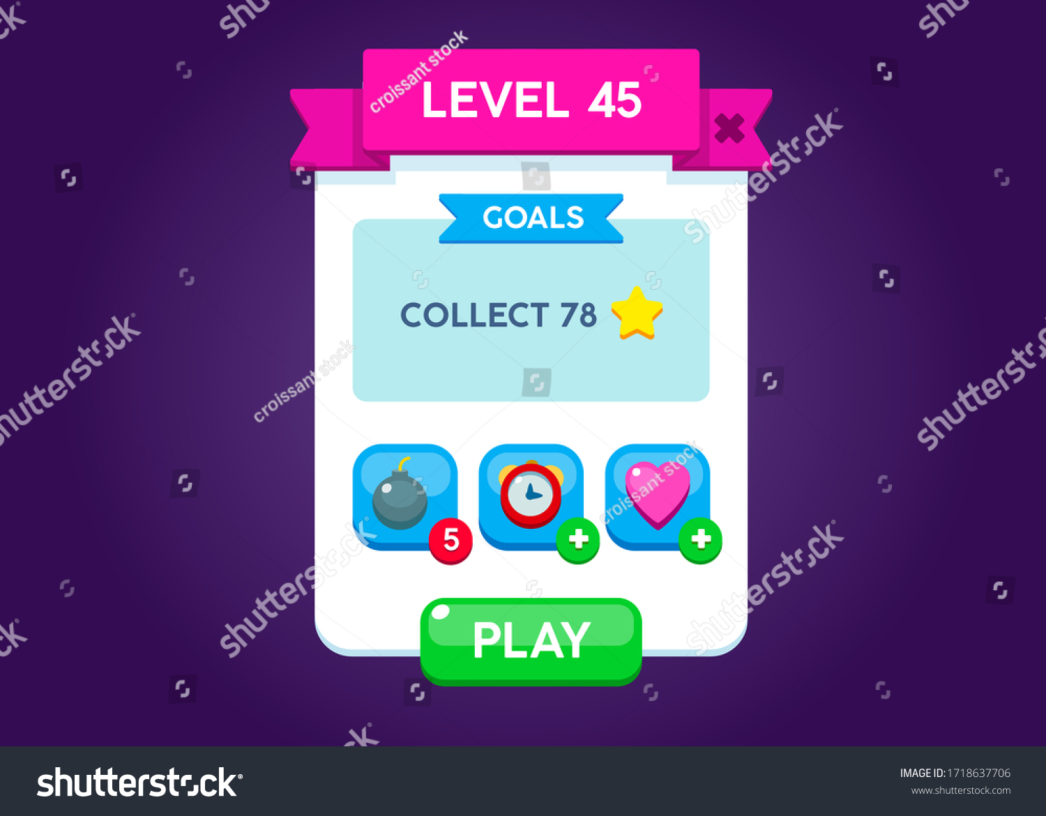 Vector Popup Banner Casual Game Ui Stock Vector Royalty Free