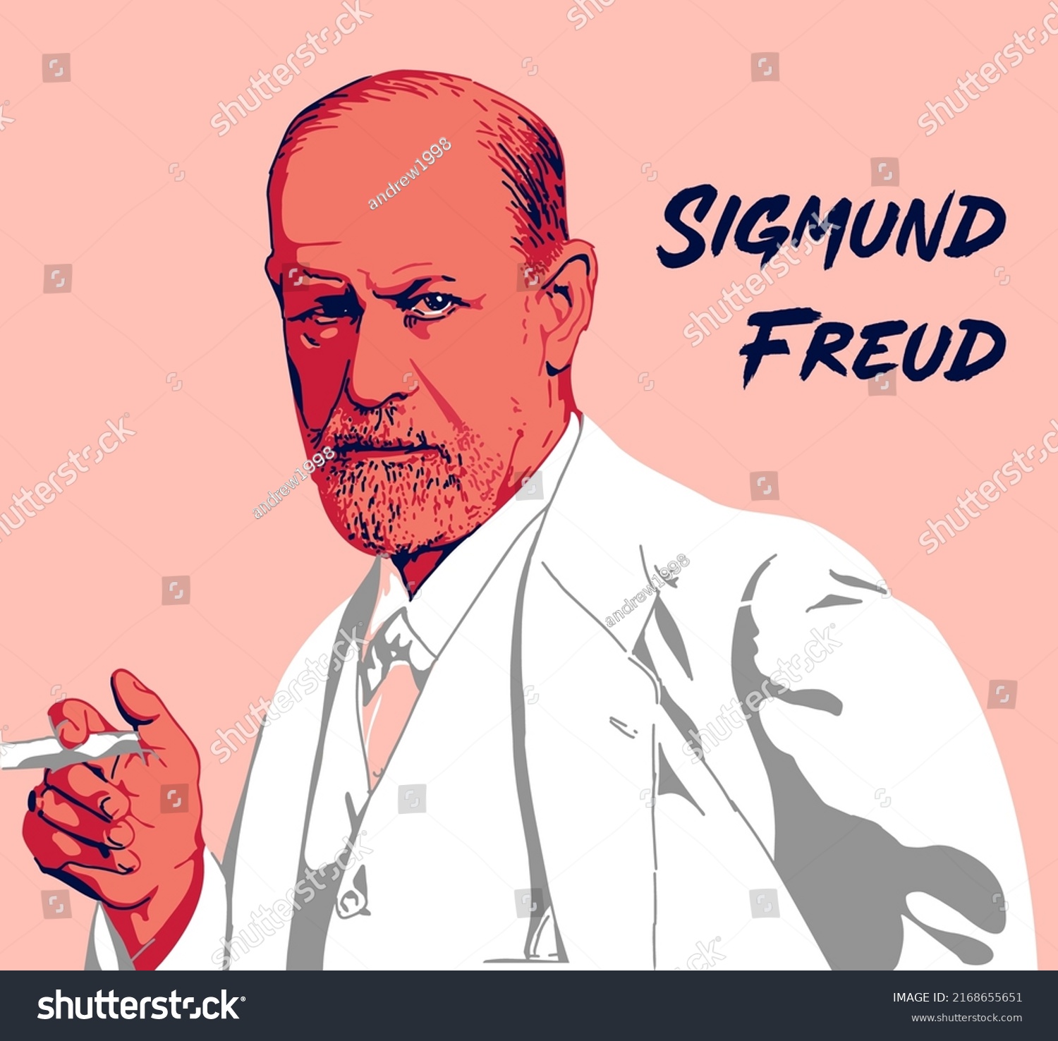 Vector Portrait Austrian Psychologist Sigmund Freud Stock Vector ...