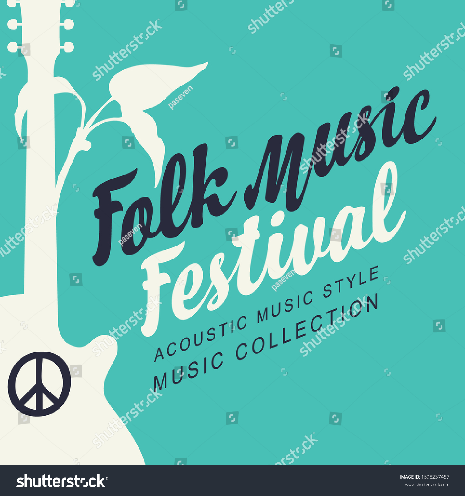 Vector Poster Folk Music Festival Calligraphic Stock Vector (Royalty