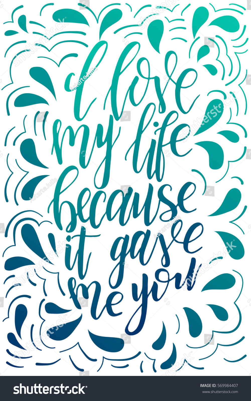 Vector poster with sweet quote Hand drawn lettering for card design Romantic background