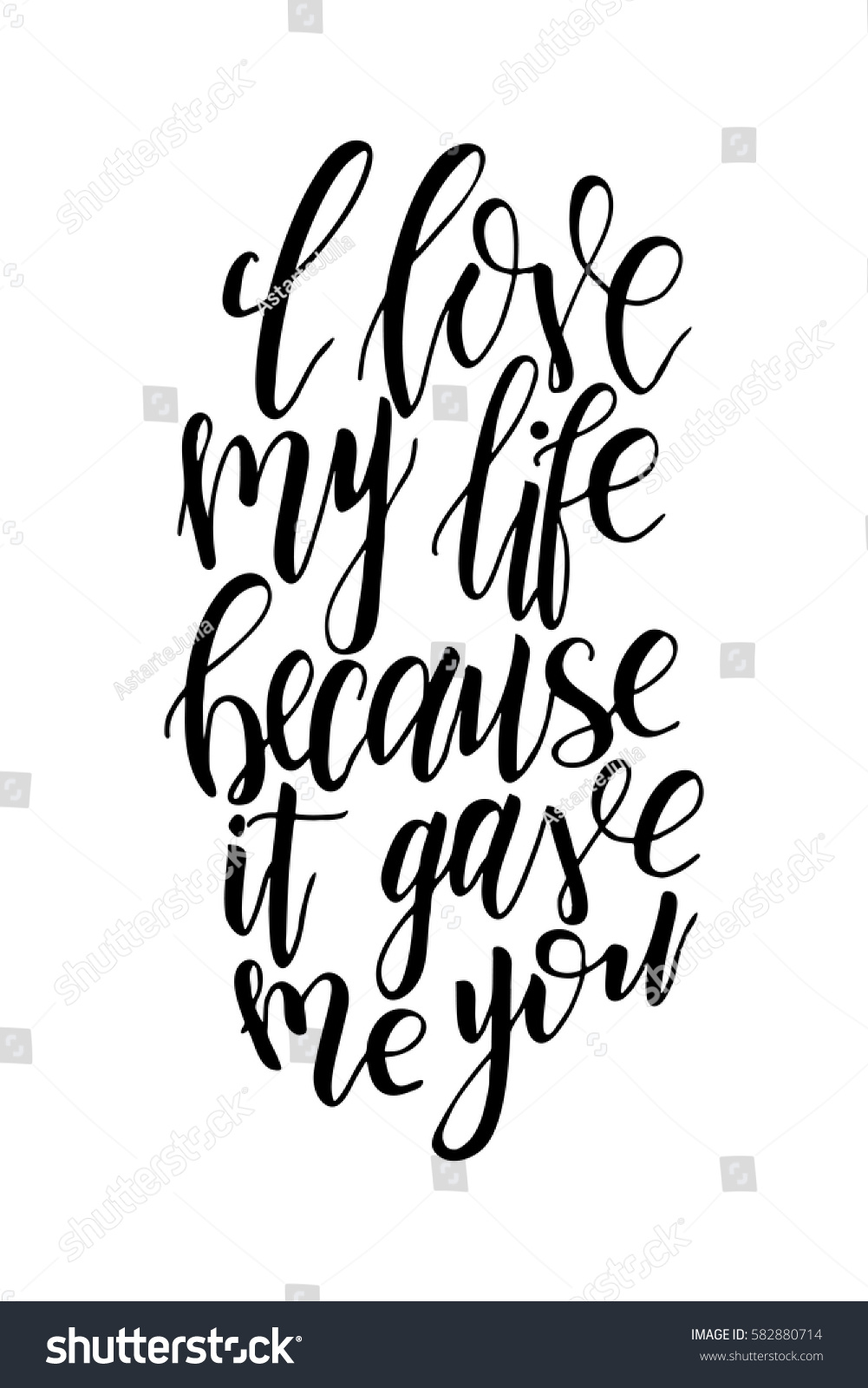 Vector poster with sweet quote Hand drawn lettering for card design Romantic background