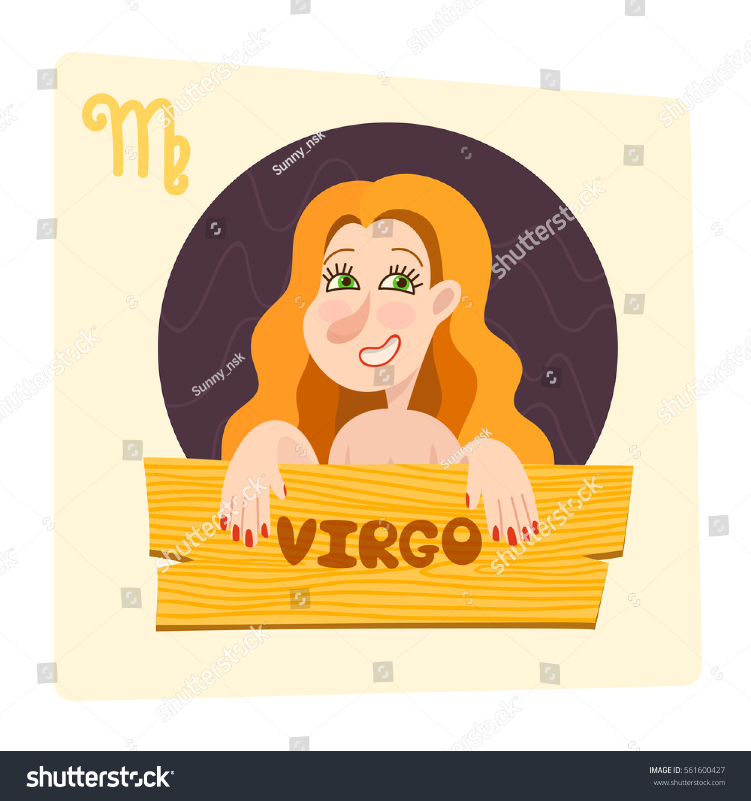 Vector Pretty Cartoon Virgo Zodiac Sign Stock Vector Royalty Free 561600427