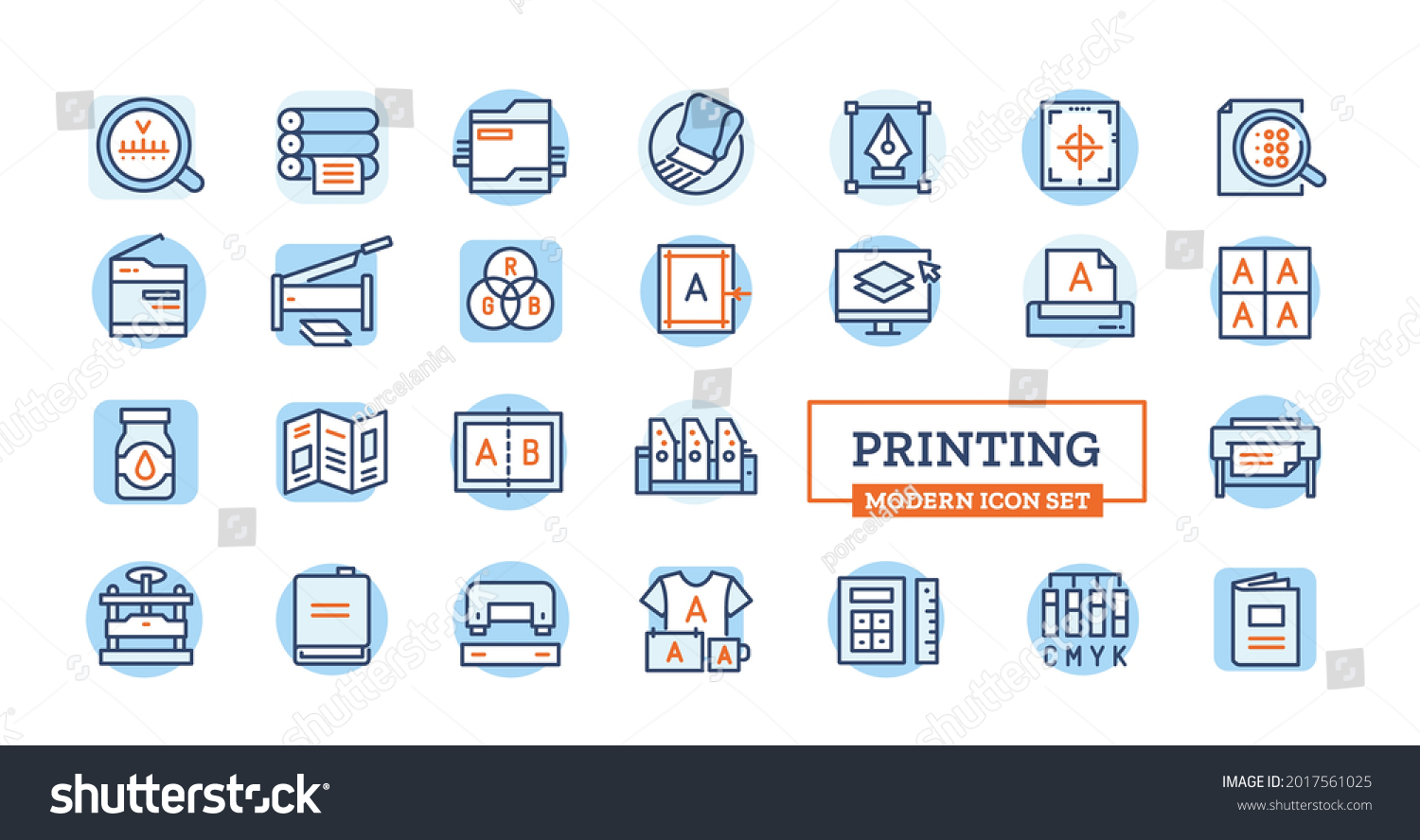 SVG of Vector print production and poligraphy modern icons with thin line stroke and colorful details.  svg