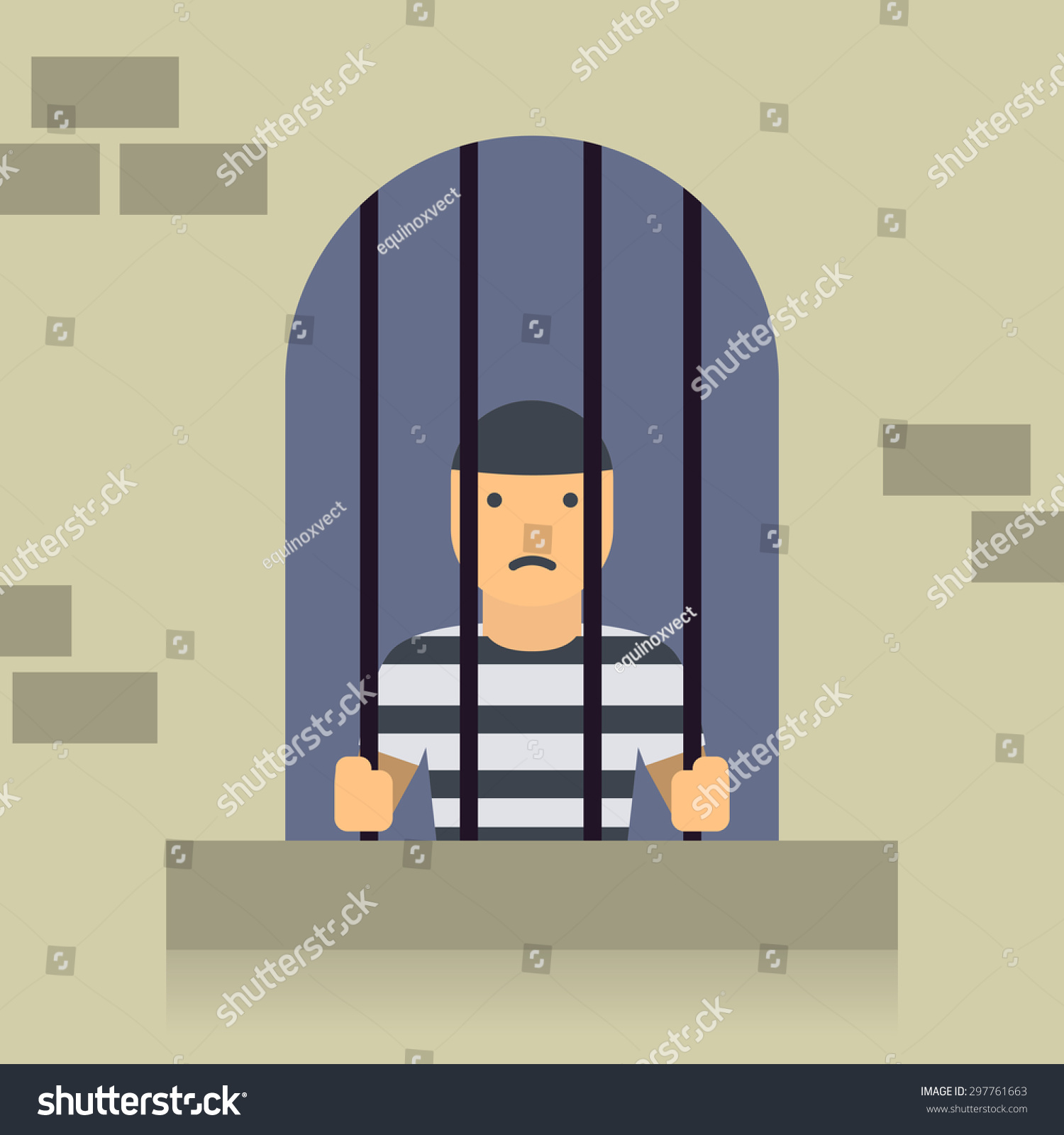 Vector Prisoner Jail Flat Graphic Stock Vector 297761663 - Shutterstock