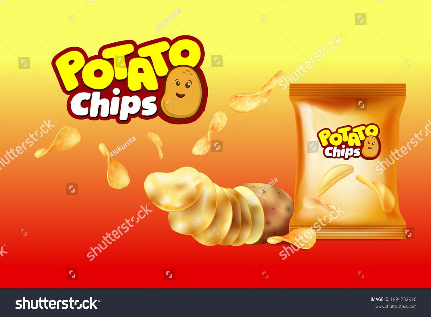 Vector Promotion Banner Realistic Potato Chips Stock Vector (Royalty ...