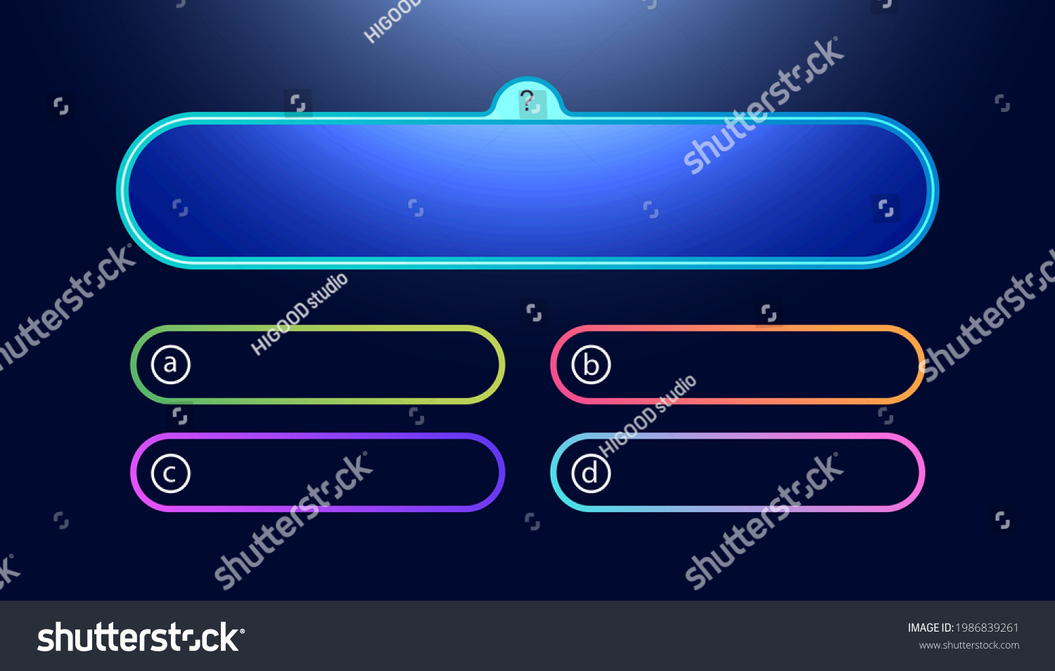 SVG of Vector question and answers template neon style for quiz game, exam, tv show, school, examination test. Illustration 10 eps svg