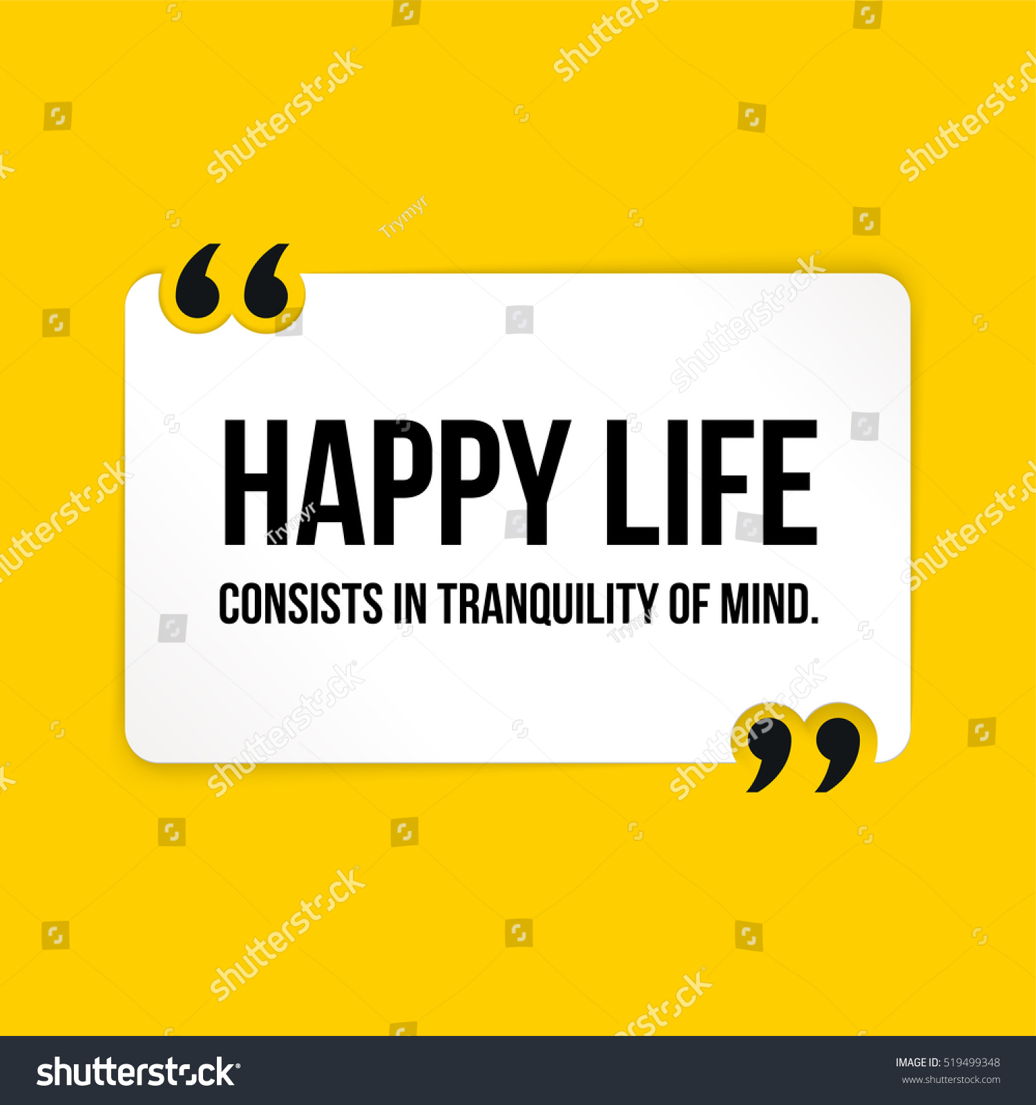 Vector Quote Happy Life Consists Tranquility Stock Vector Royalty Free