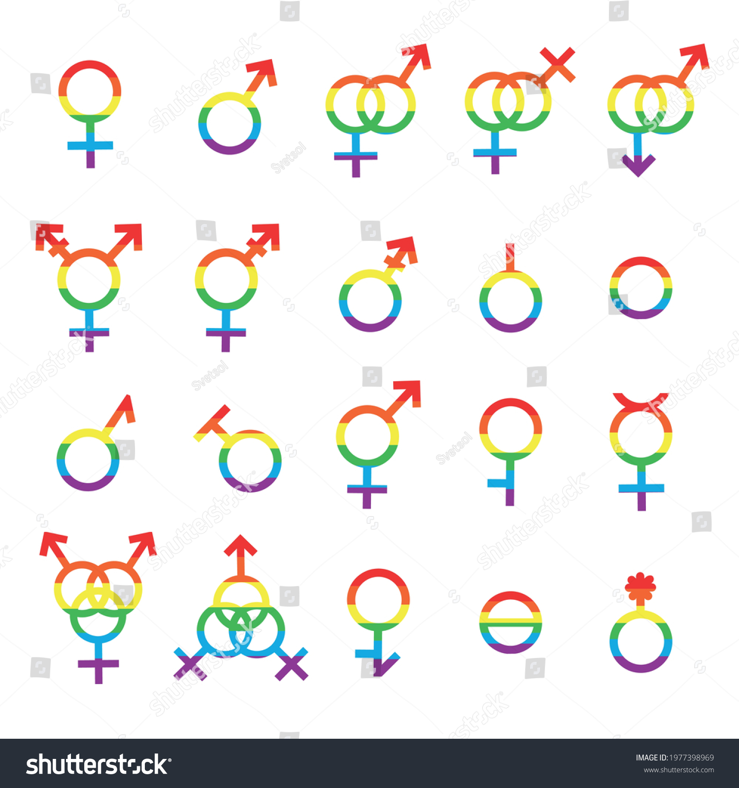 Vector Rainbow Gender Symbols Sexual Orientation Stock Vector Royalty Free 1977398969 