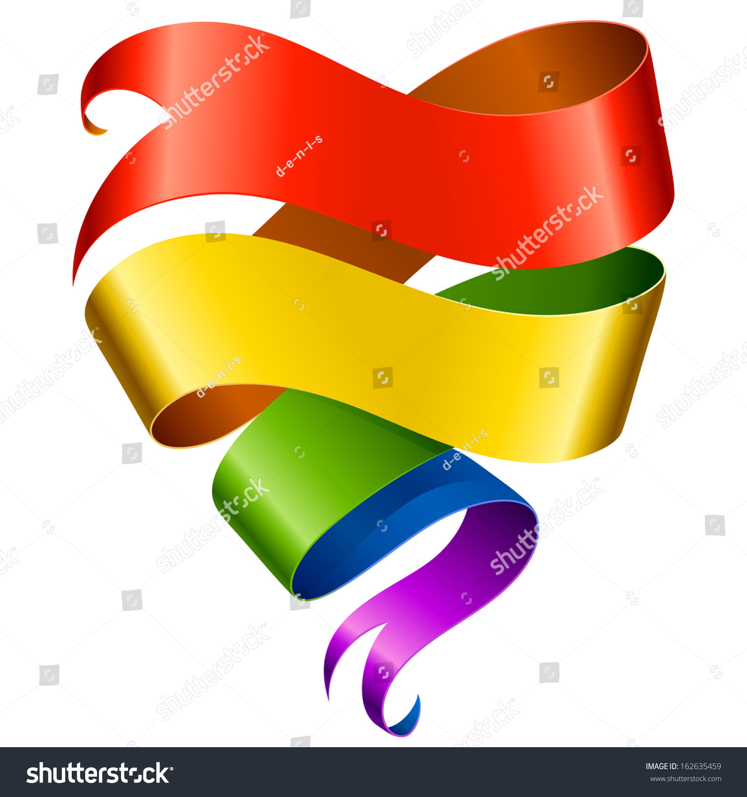Vector Rainbow Ribbon Shape Heart Isolated Stock Vector 162635459 Shutterstock