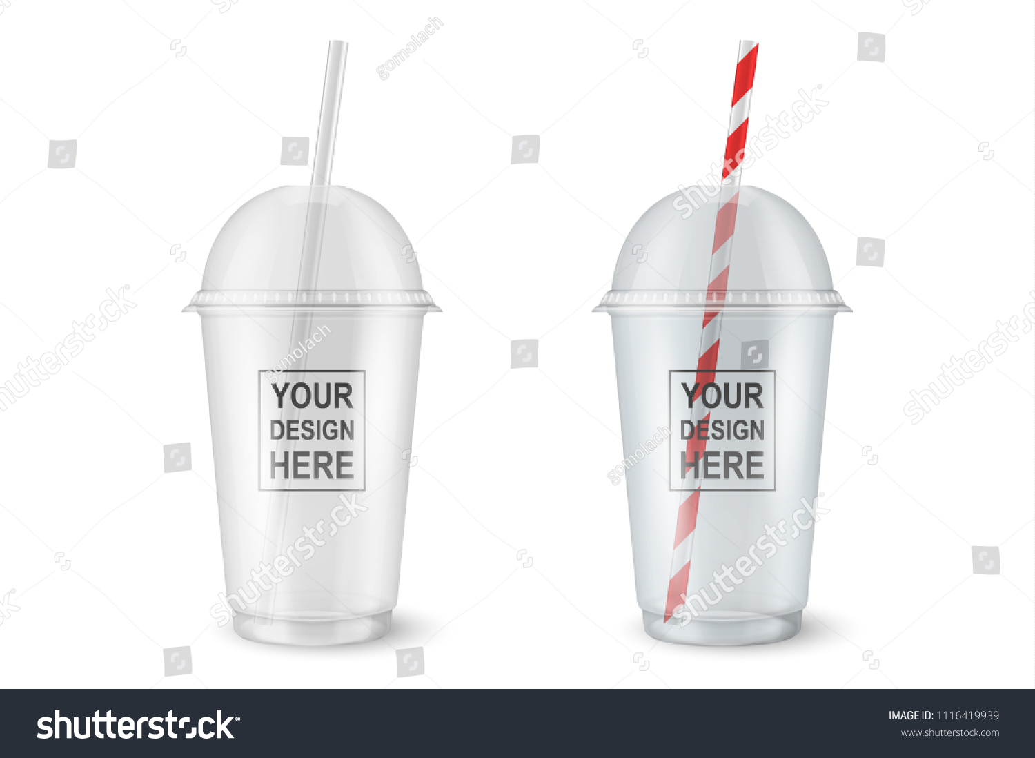 SVG of Vector realistic 3d empty clear plastic disposable cup set closeup isolated on transparency grid background. Design template of packaging mockup for graphics - milkshake, tea, fresh juice, lemonade svg