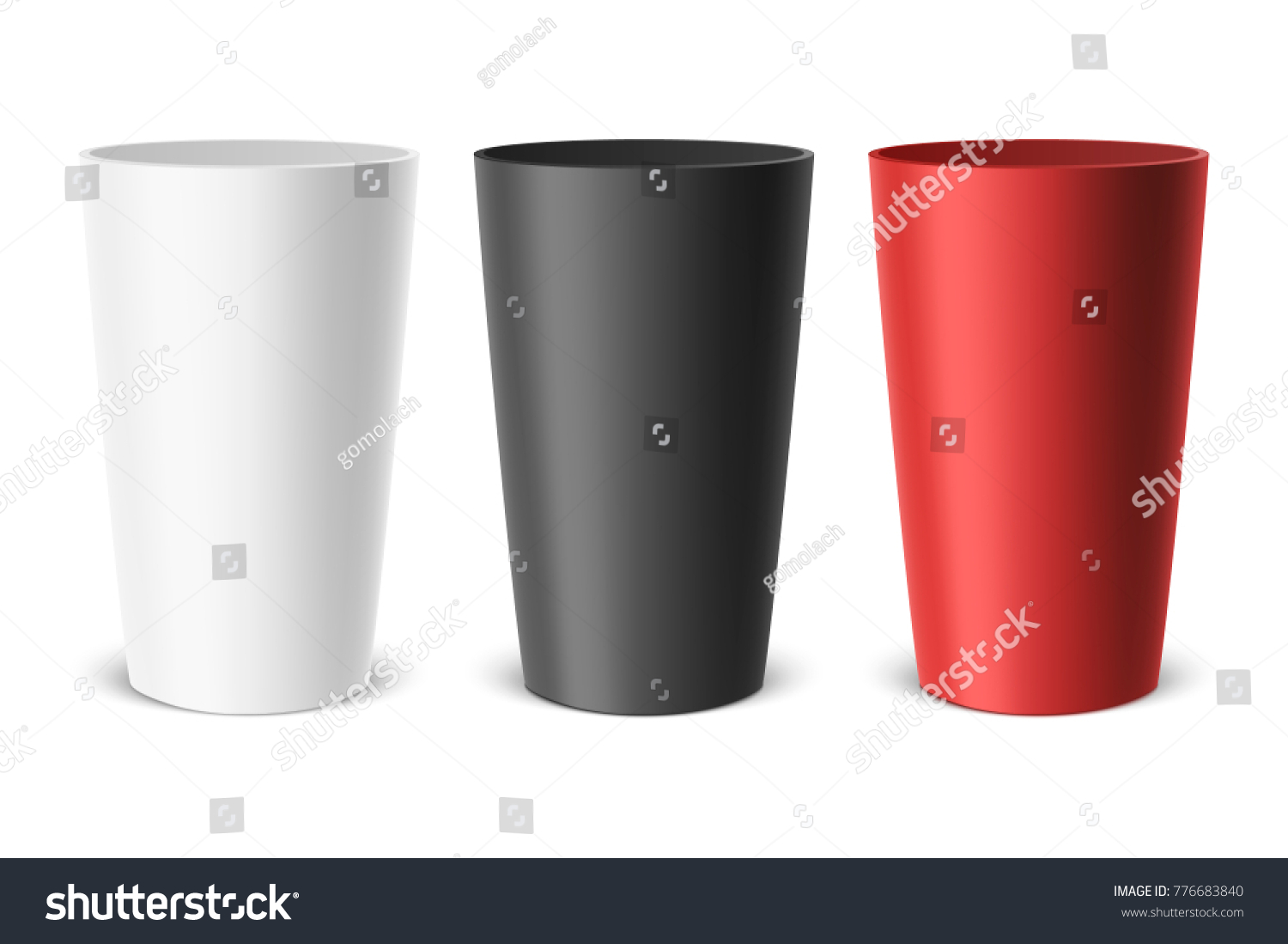 SVG of Vector realistic empty plastic cup. Example for office supplies, drinks, icon set. Closeup isolated on white background. Design template, clipart or mockup for graphics - web, app. Front view svg
