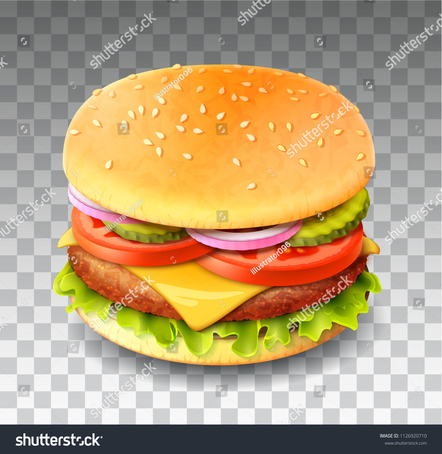 Vector Realistic Hamburger Classic Burger American Stock Vector Royalty Free 1126920710 6167