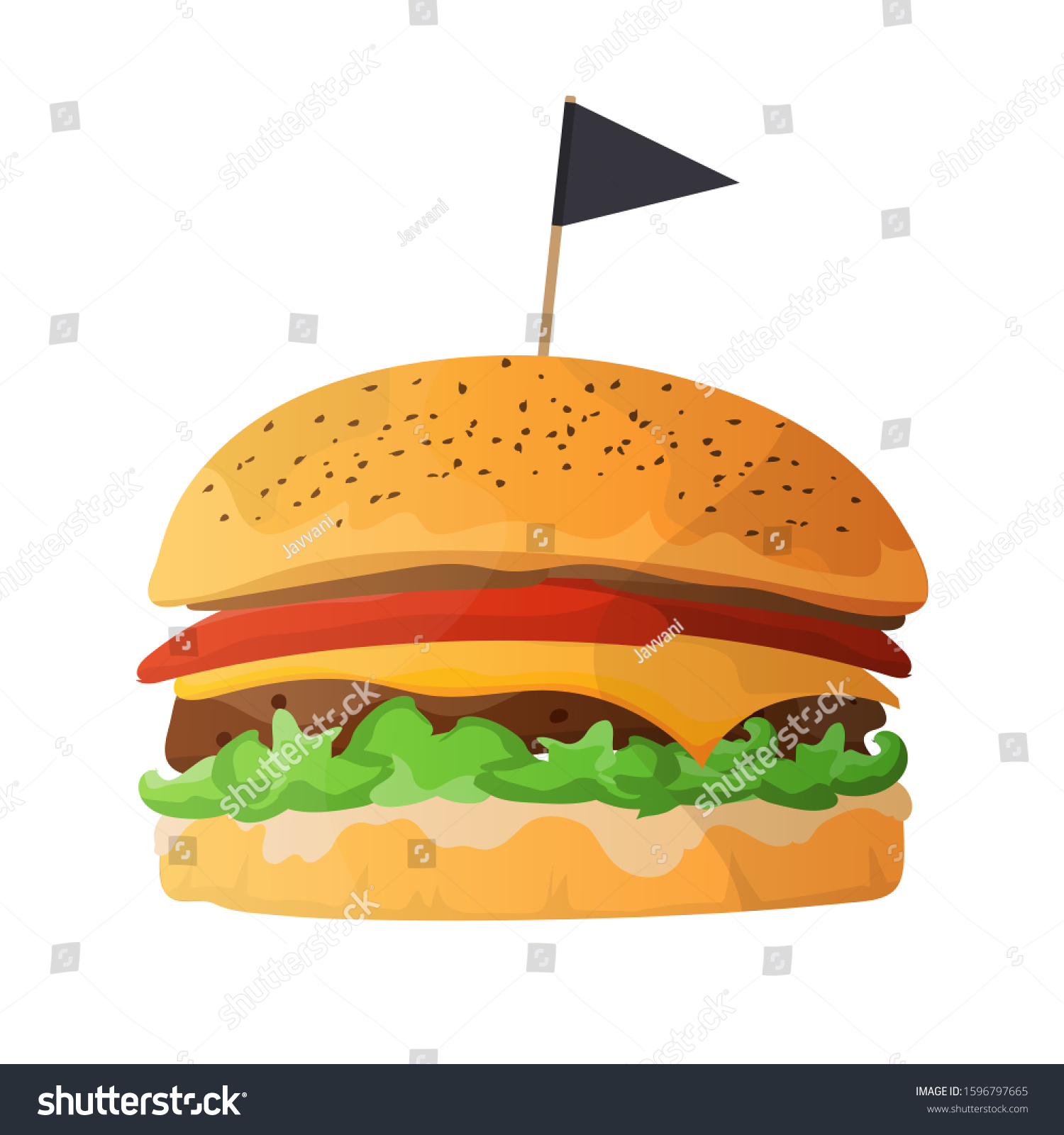 Vector Realistic Hamburger Classic Burger American Stock Vector Royalty Free 1596797665 7799