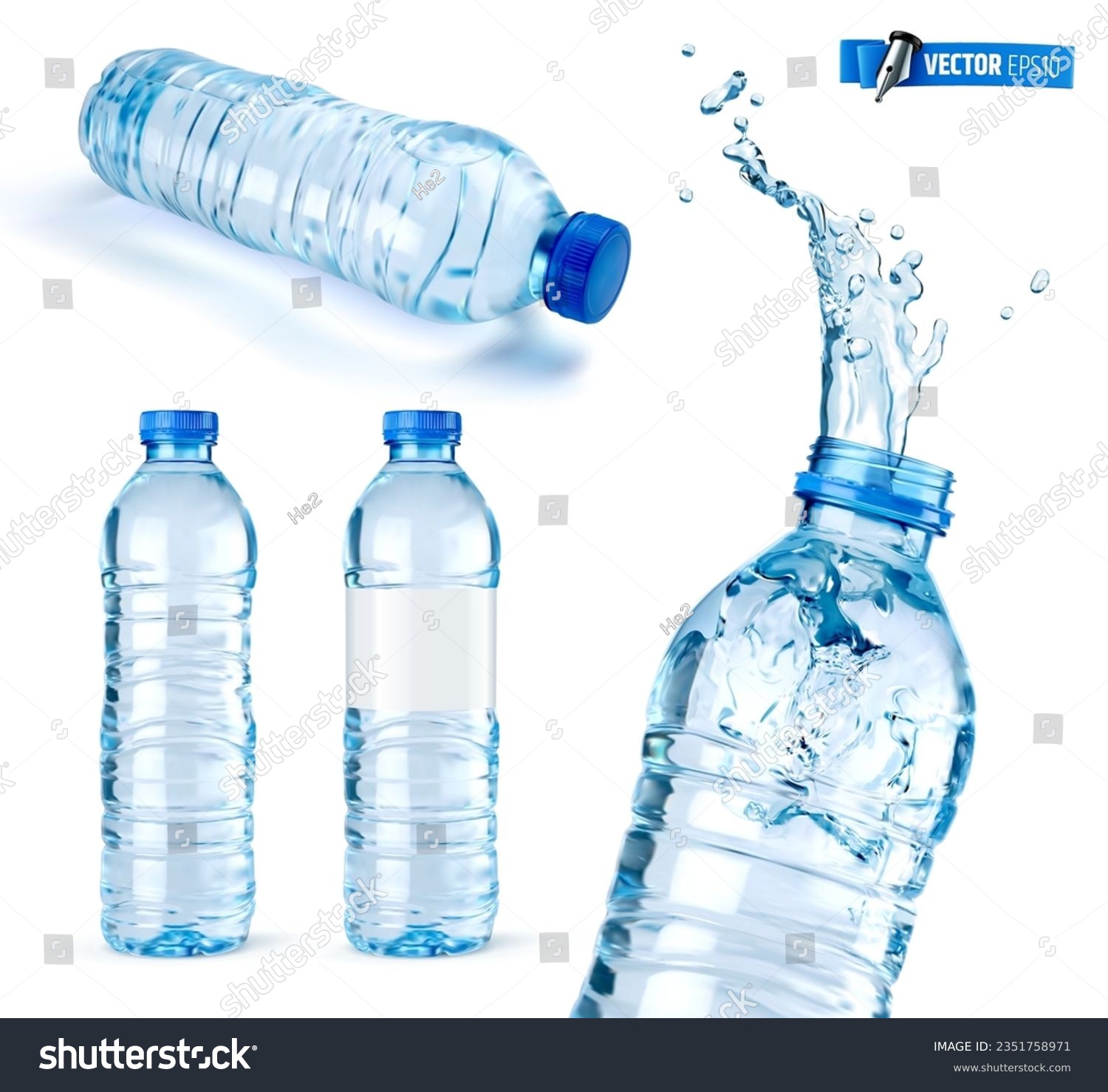 SVG of Vector realistic illustration of water bottles on a white background. svg