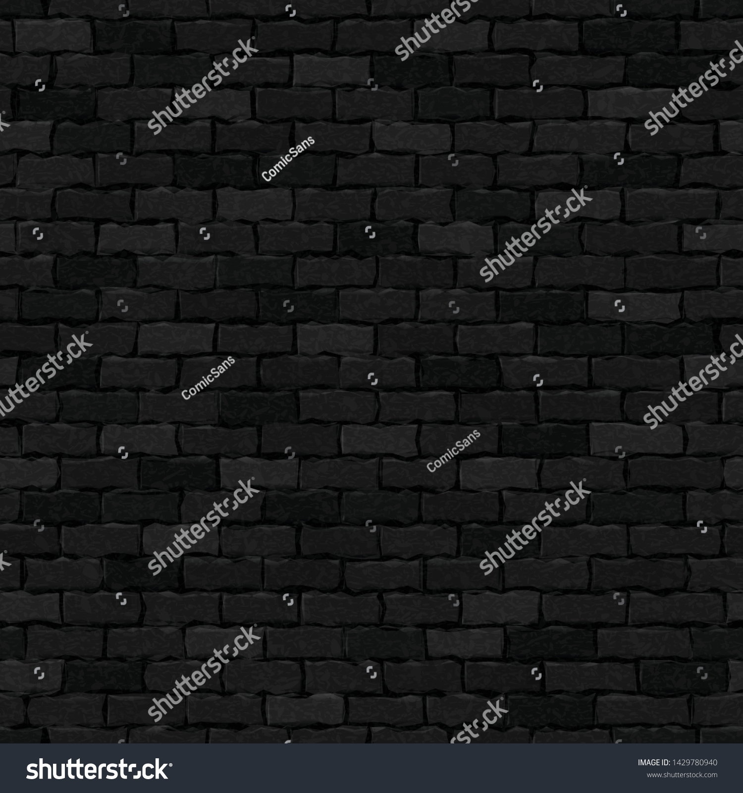 テンプレートと壁紙の装飾用の 黒いレンガ壁のシームレスなパターン背景にベクター画像のリアルな画像 のベクター画像素材 ロイヤリティフリー