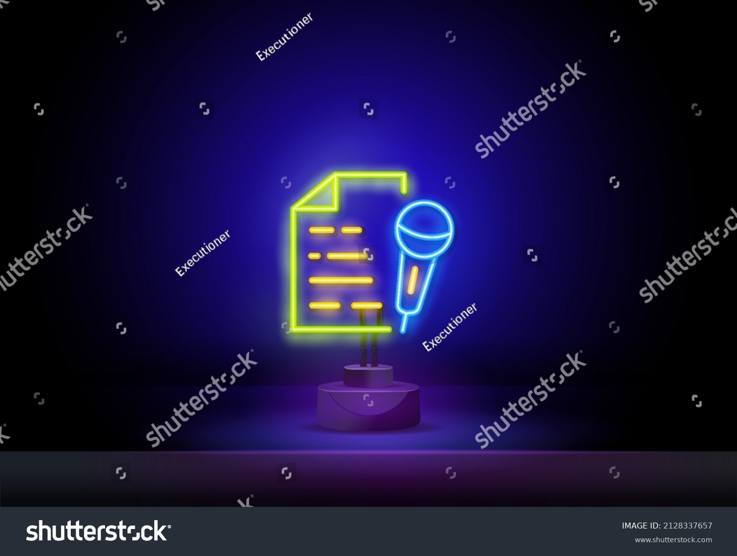 Vector Realistic Isolated Neon Sign Microphone Stock Vector (Royalty