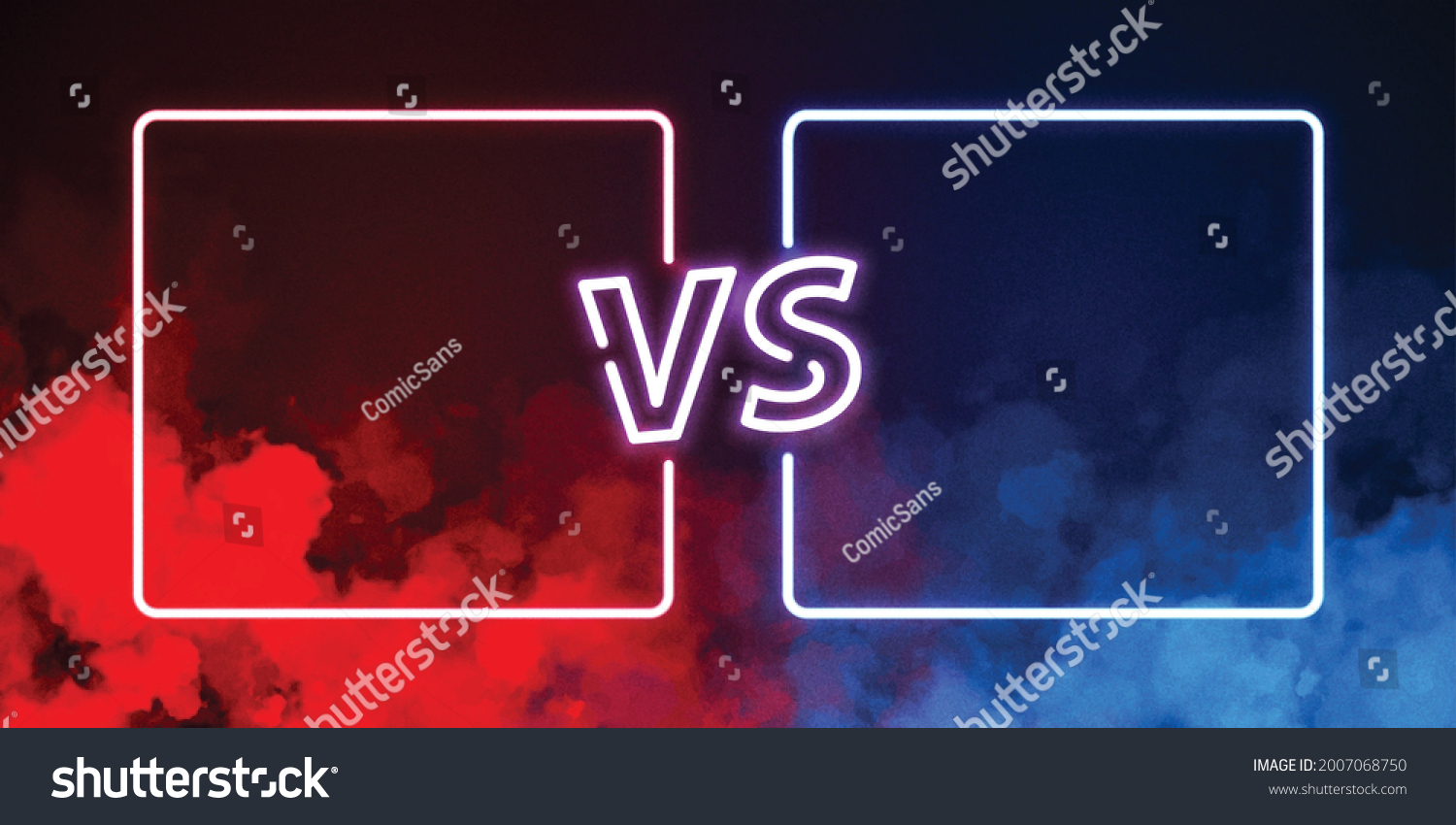 SVG of Vector realistic isolated neon sign of Versus frames logo with blue and red smoke for template decoration and covering. svg