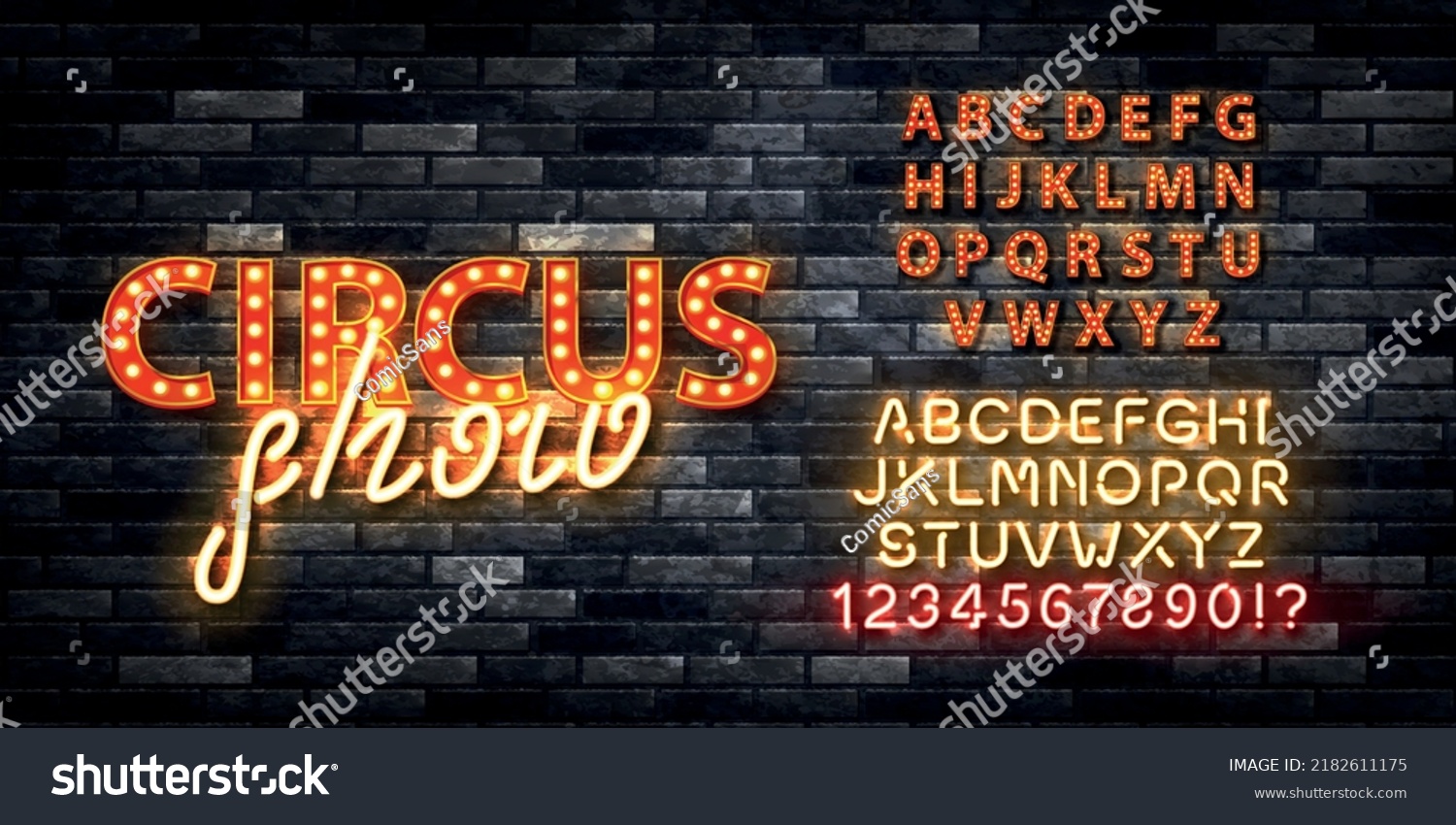 SVG of Vector realistic isolated retro marquee billboard with electric light lamps of Circus Show logo with alphabet font on the wall background. svg