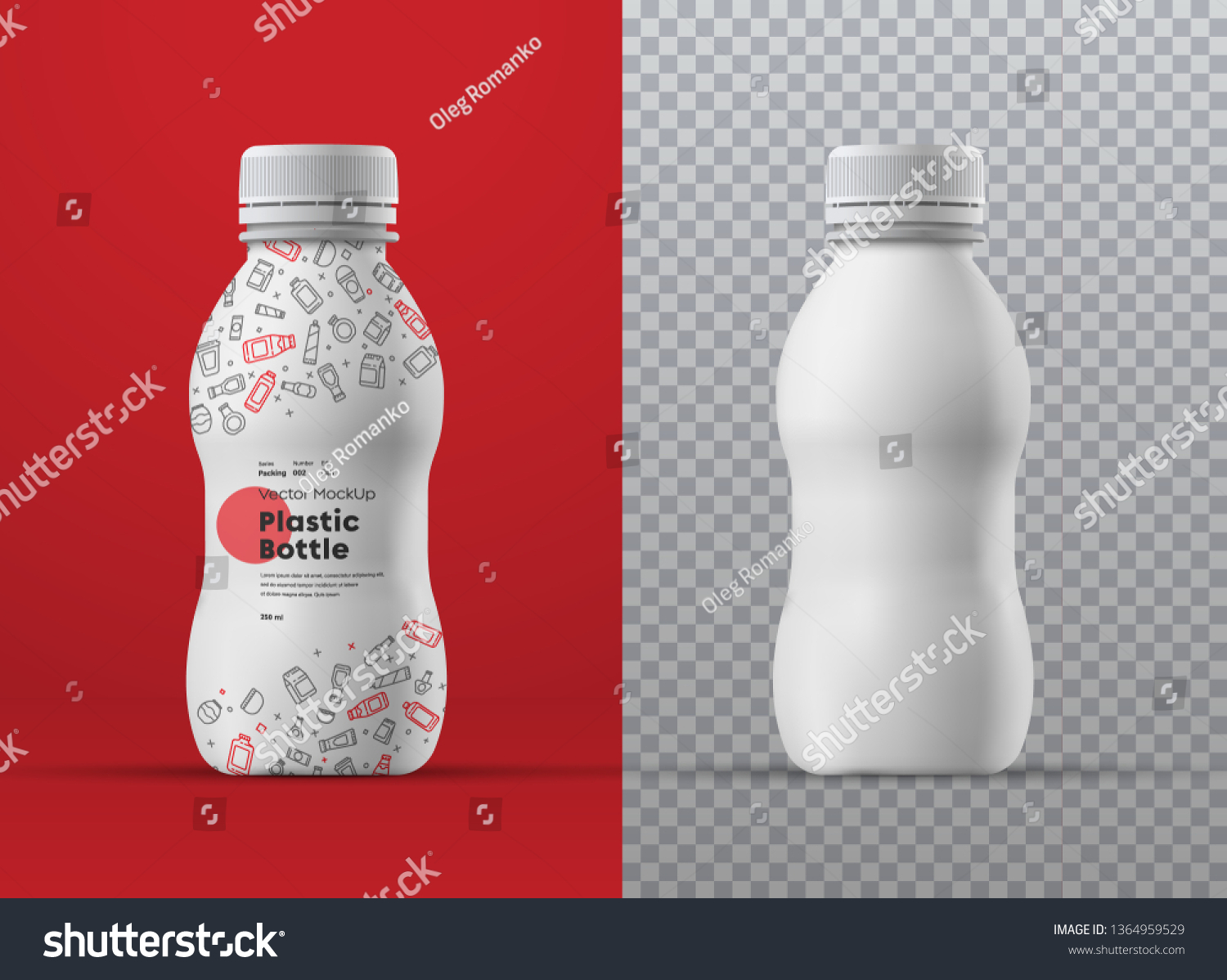SVG of Vector realistic mockup of white plastic curly bottle for drinks. Universal for different volumes m milliliters. Template for the presentation of packaging design and labels svg